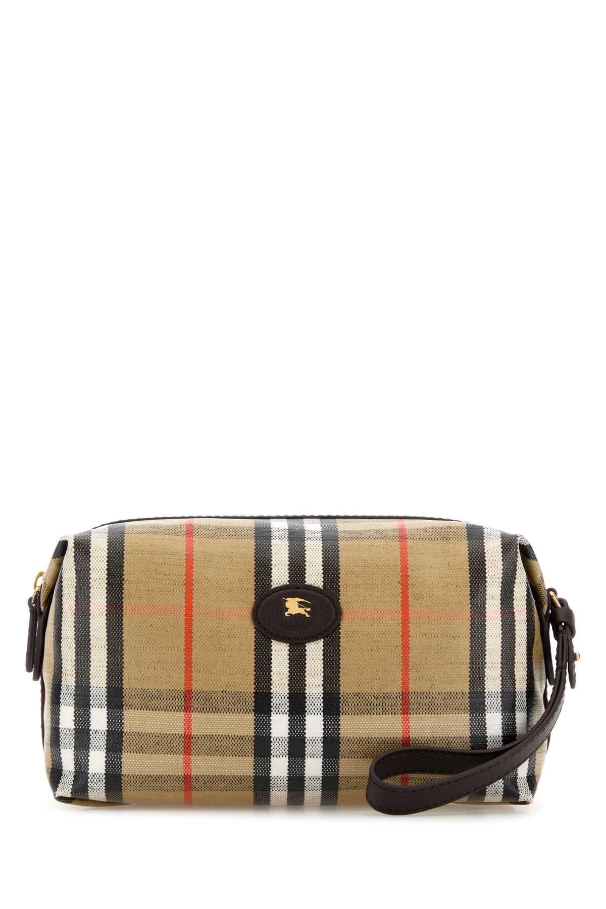 Burberry Highlands Travel Wallet — Beige Cotton Viscose Linen