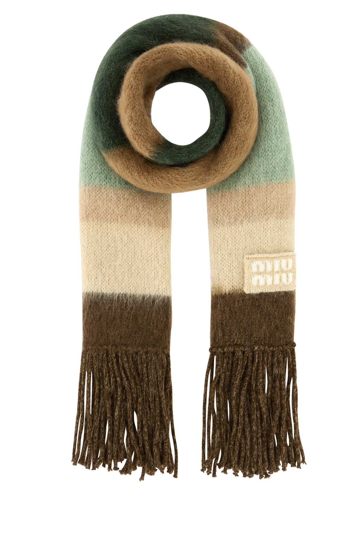 Miu Miu Embroidered Mohair Blend Scarf — Multicolor Exterior: Nylon Wool Scarfs