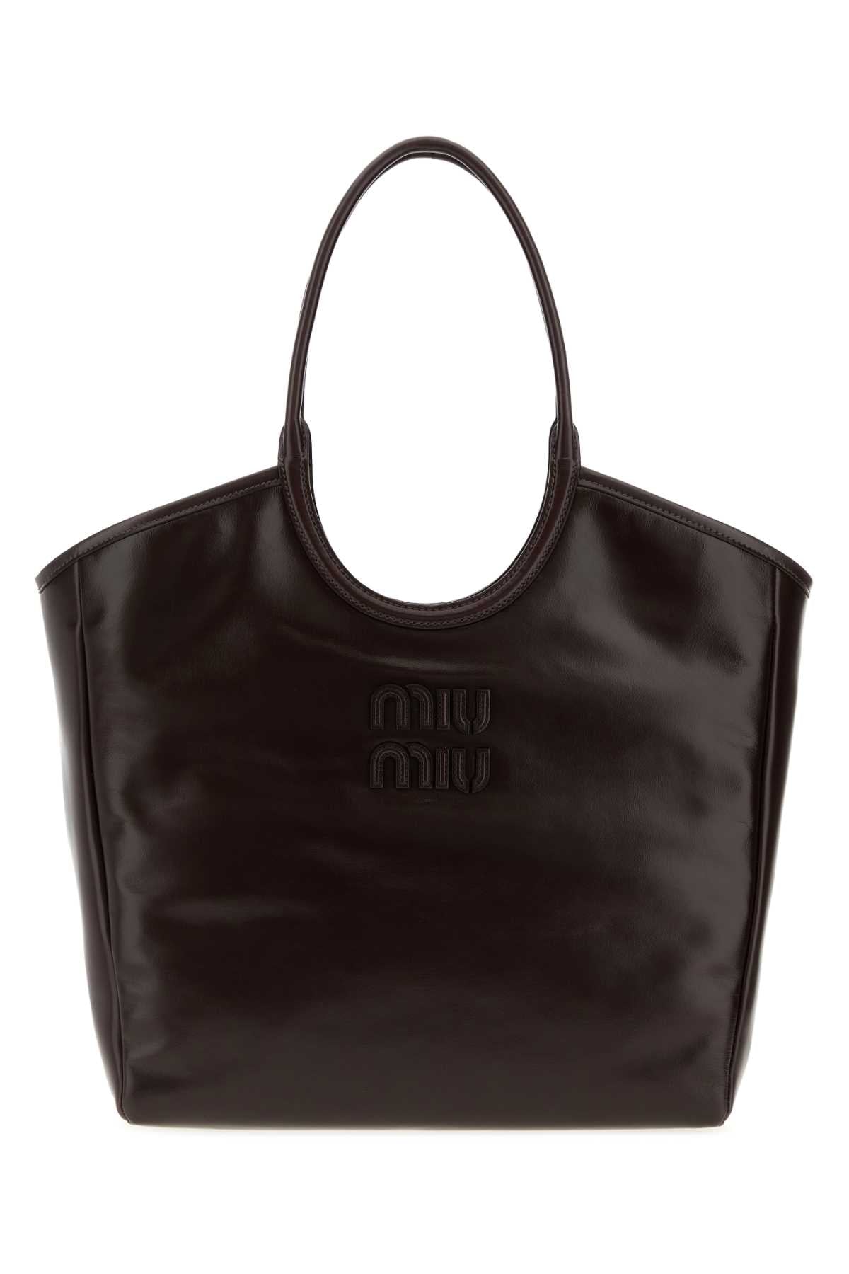 Miu Miu Leather Tote Bag — Brown