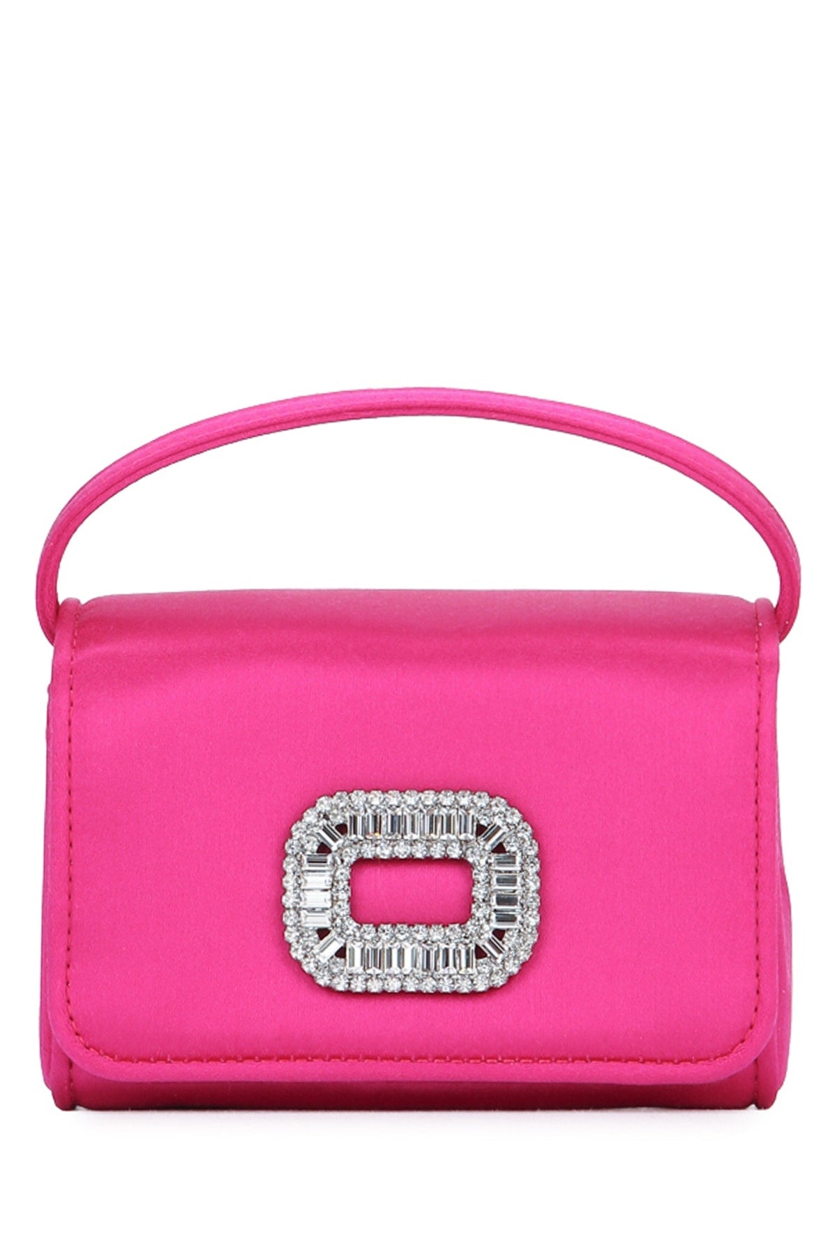 Roger Vivier Pilgrim Nano Top Handle Bag — Pink Satin