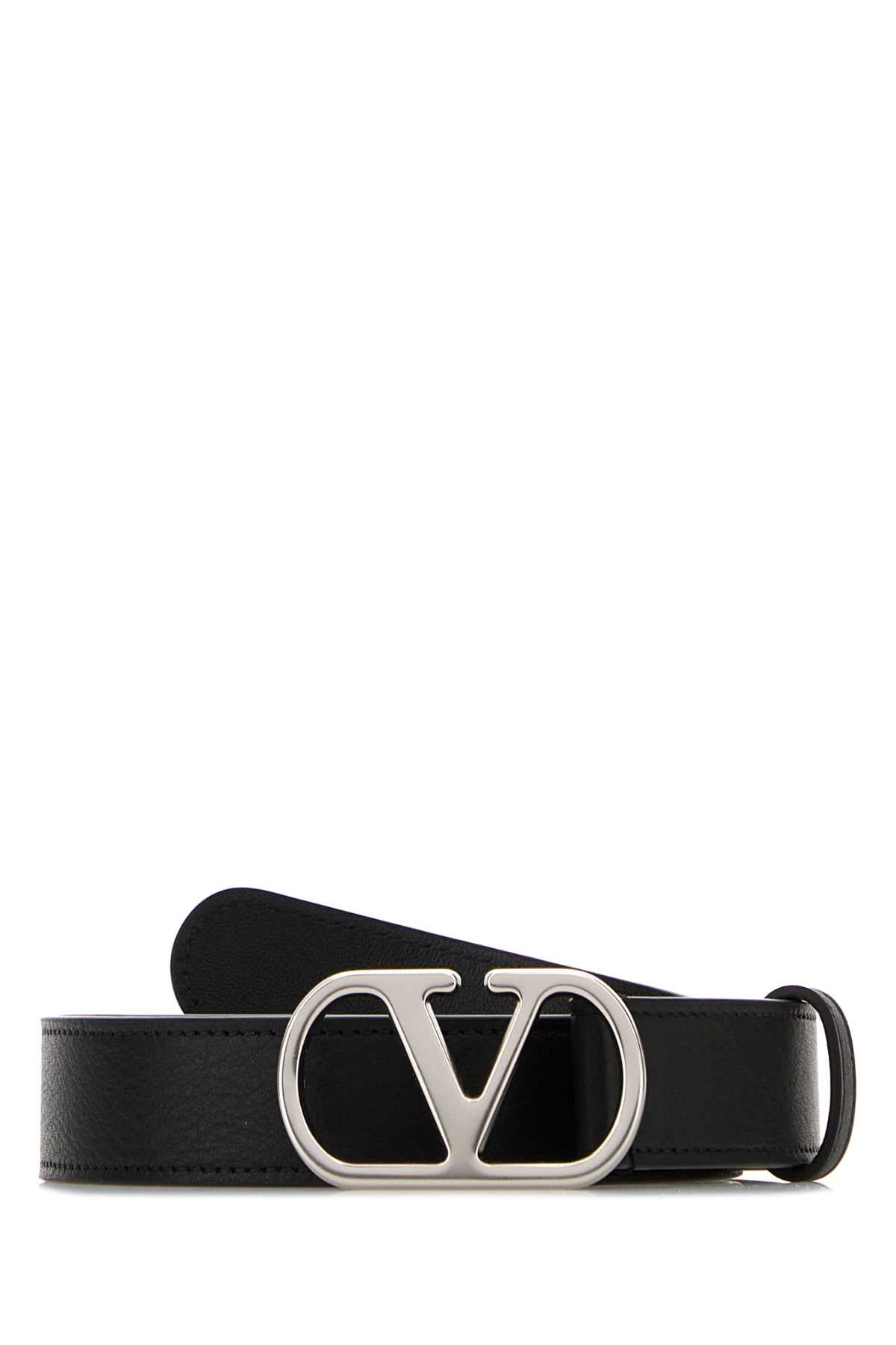 Valentino Garavani Vlogo Belt — Black Calf Leather - Bos Taurus