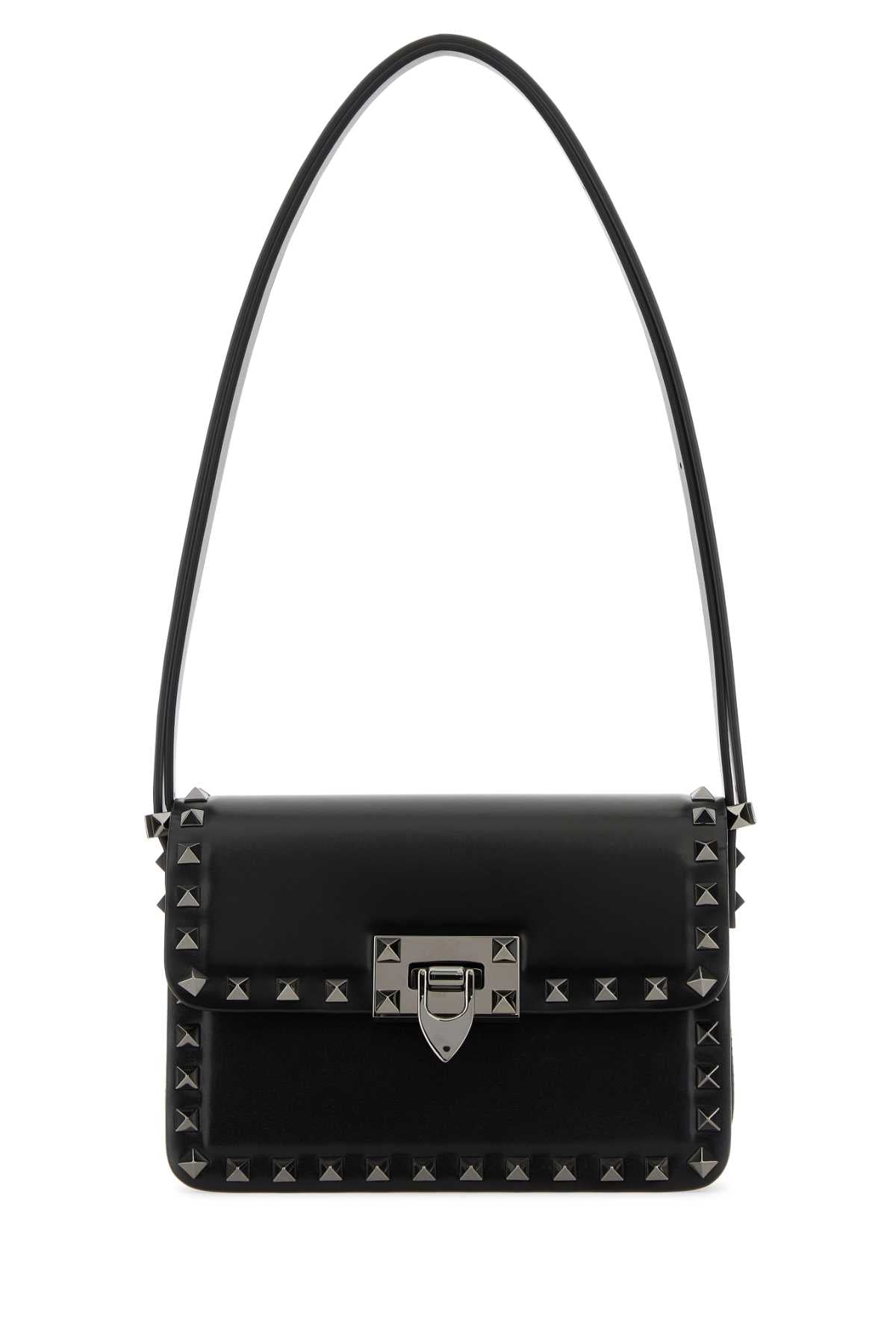 Valentino Garavani Pyramid-Stud Leather Shoulder Bag — Black
