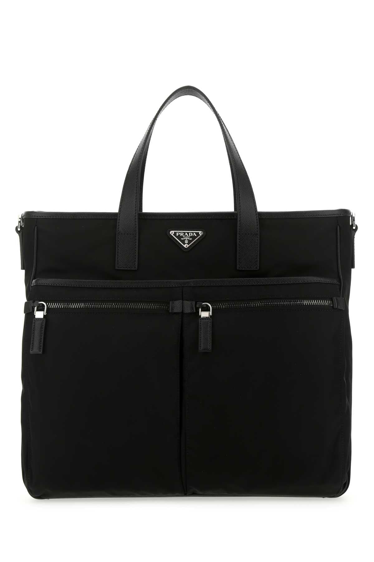 Prada Recycled Nylon And Leather Top Handle Bag — Black Poliammidericiclata-vitello