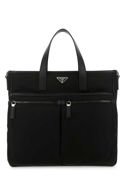 Prada Recycled Nylon And Leather Top Handle Bag — Black Poliammidericiclata-vitello