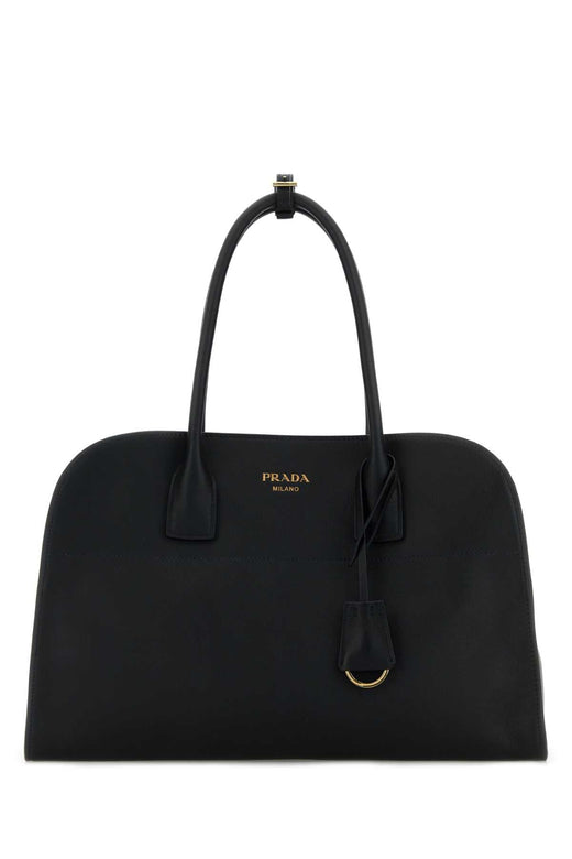 Prada Vitello Leather Shoulder Bag — Black
