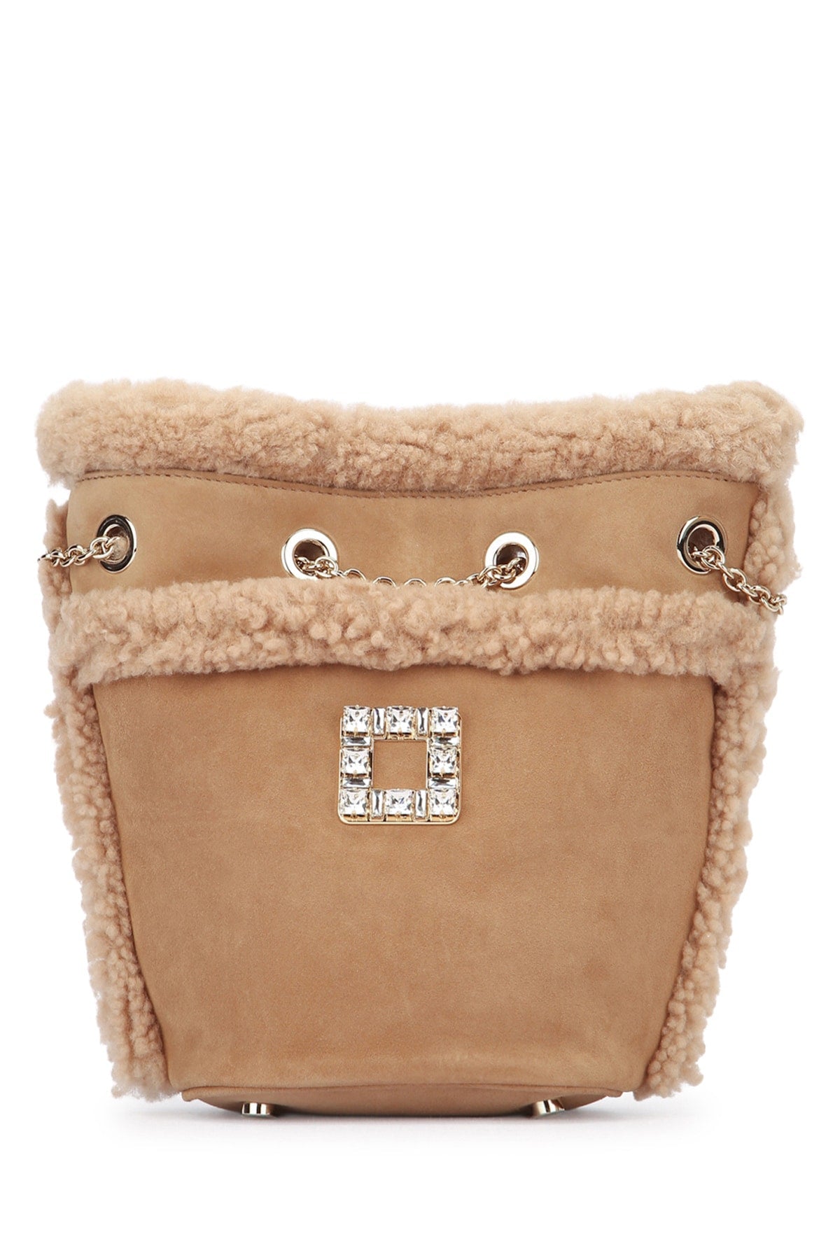 Roger Vivier Mano Bucket Bag — Beige Suede