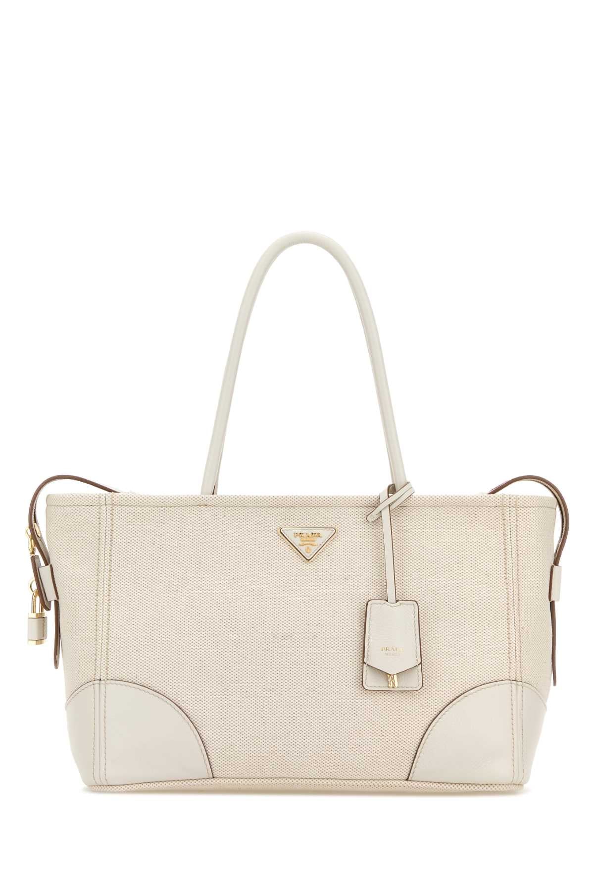 Prada Shopping Tote Bag — Beige