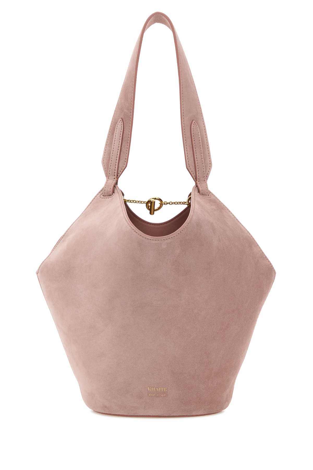 Khaite Lotus Mini Shoulder Bag — Pink Baby Calfskin
