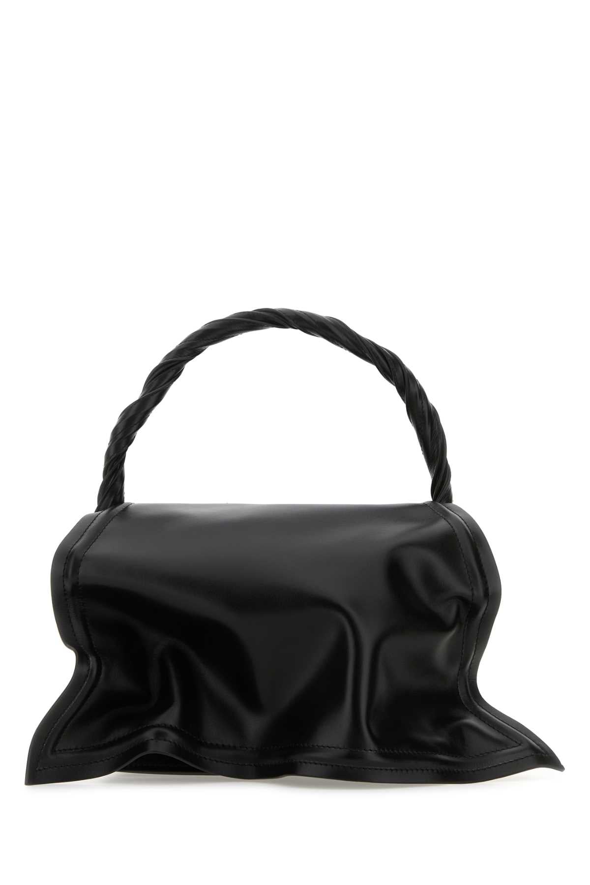 Y Project Sculptural Leather Top Handle Bag — Black