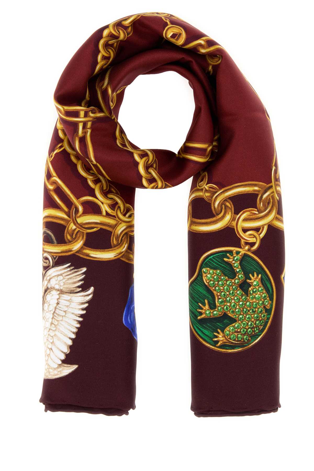 Burberry Chain-Print Mulberry Silk Scarf — Brown Scarfs