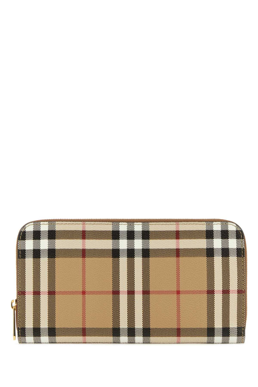 Burberry Plaid Canvas Wallet — Beige