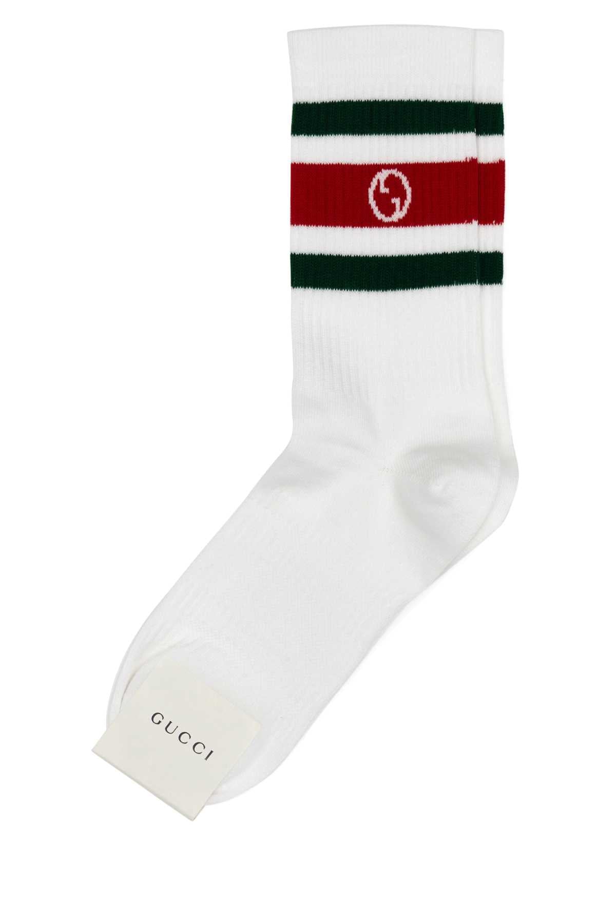 Gucci Calze Striped Cotton Blend Socks — White Baseball Caps