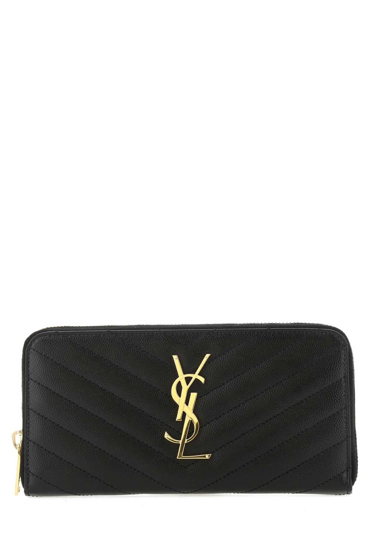 Saint Laurent Quilted Calfskin Wallet — Black Calf Skin