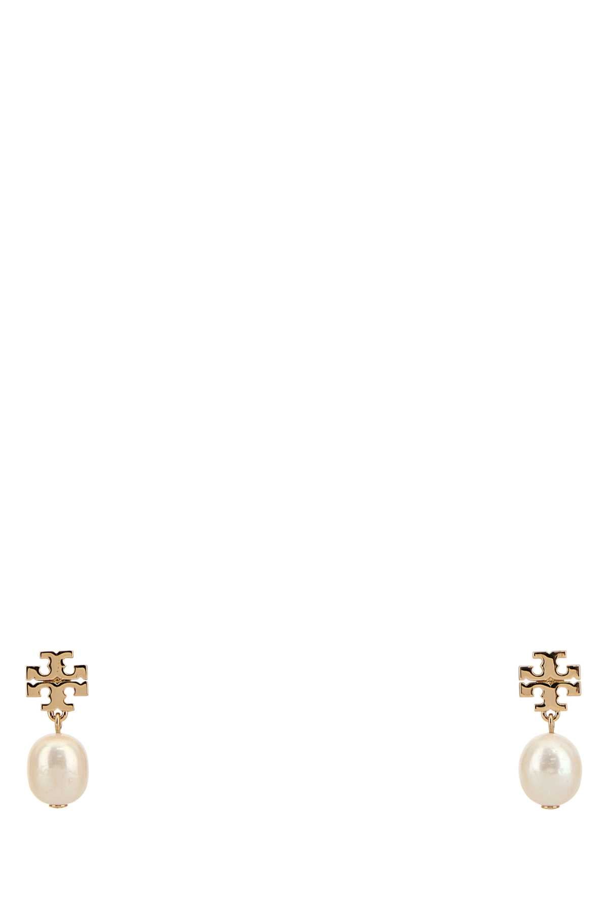 Tory Burch Cultured Pearl Drop Earrings — Gold Main Body : Brass