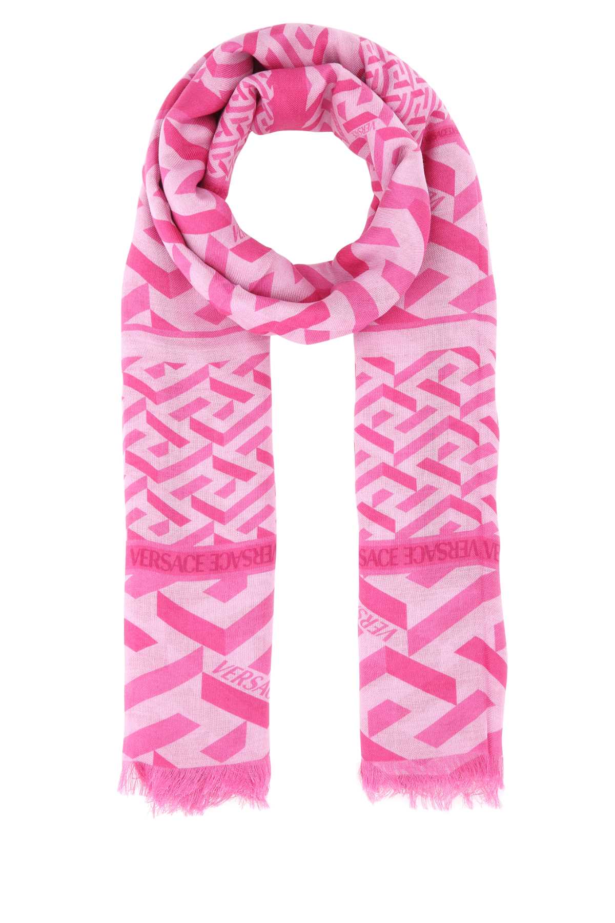 Versace Geometric-Print Modal Blend Scarf — Pink Exterior: Silk Scarfs