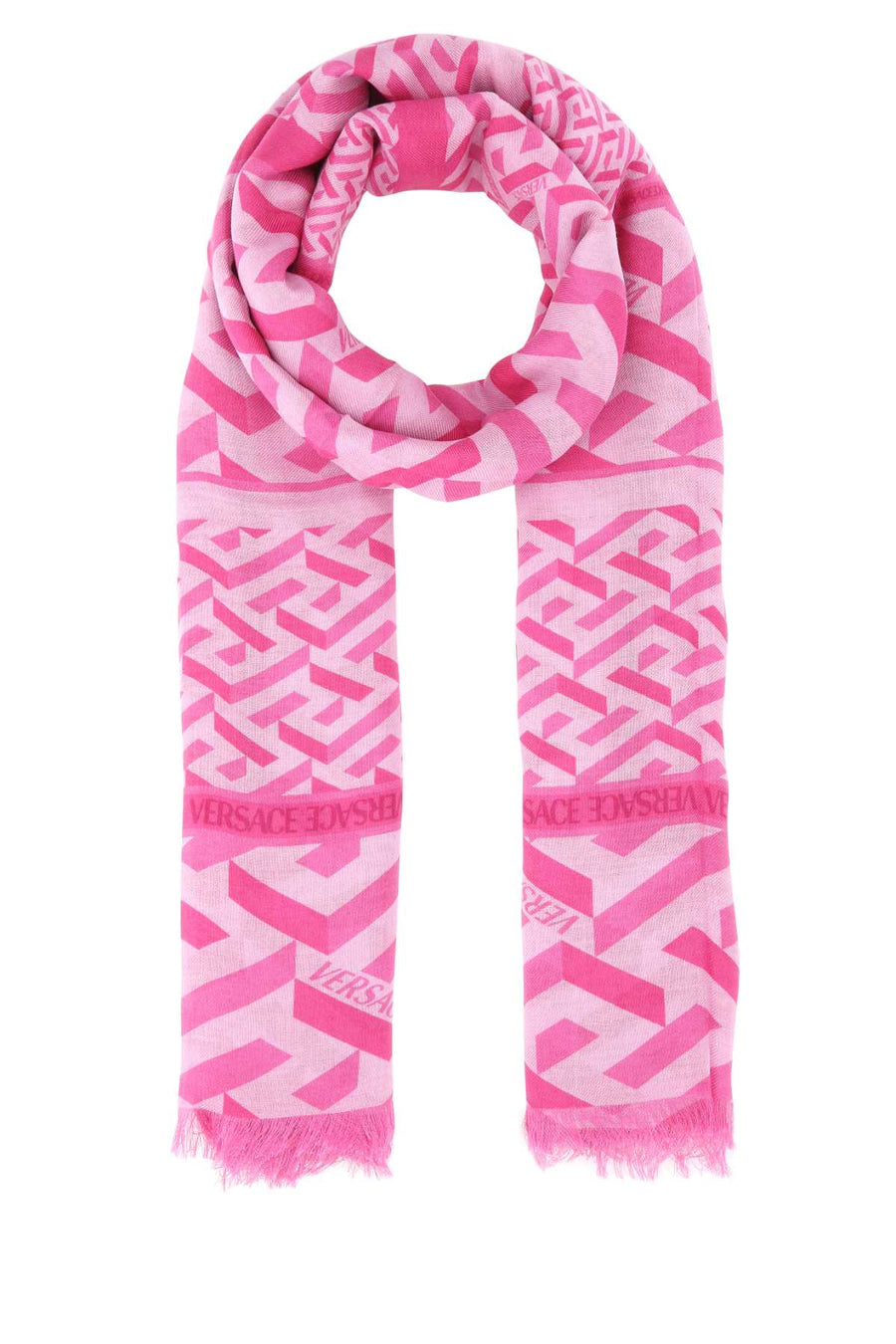 Versace Geometric-Print Modal Blend Scarf — Pink Exterior: Silk Scarfs