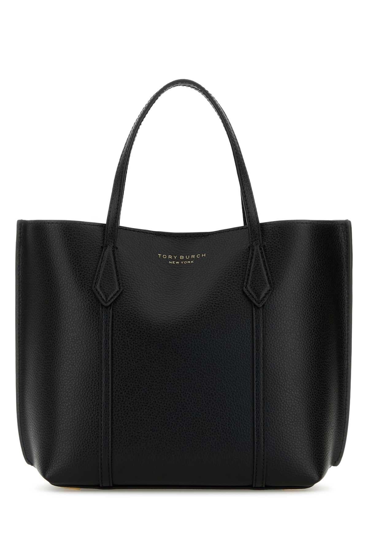 Tory Burch Pebbled Leather Tote Bag — Black