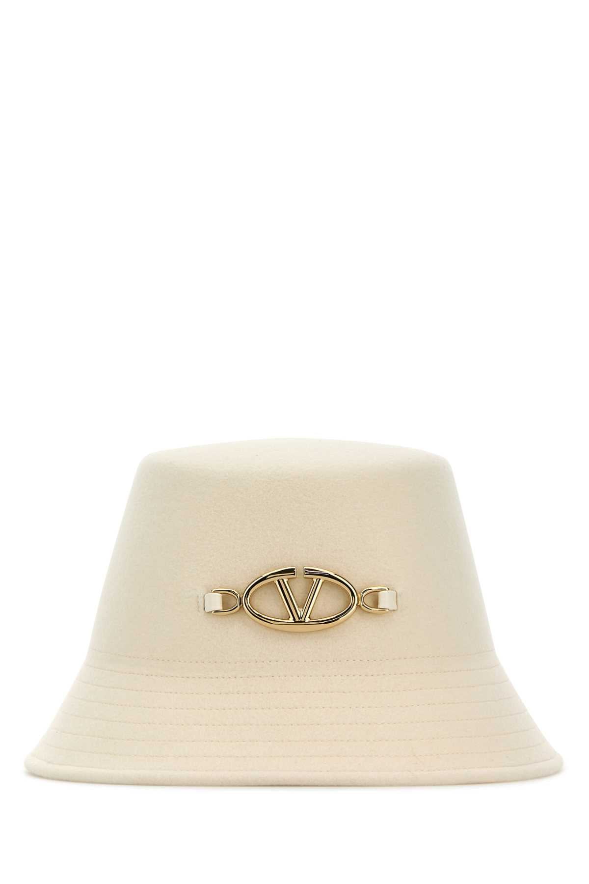 Valentino Garavani Bucket Wool Felt Hat — Beige