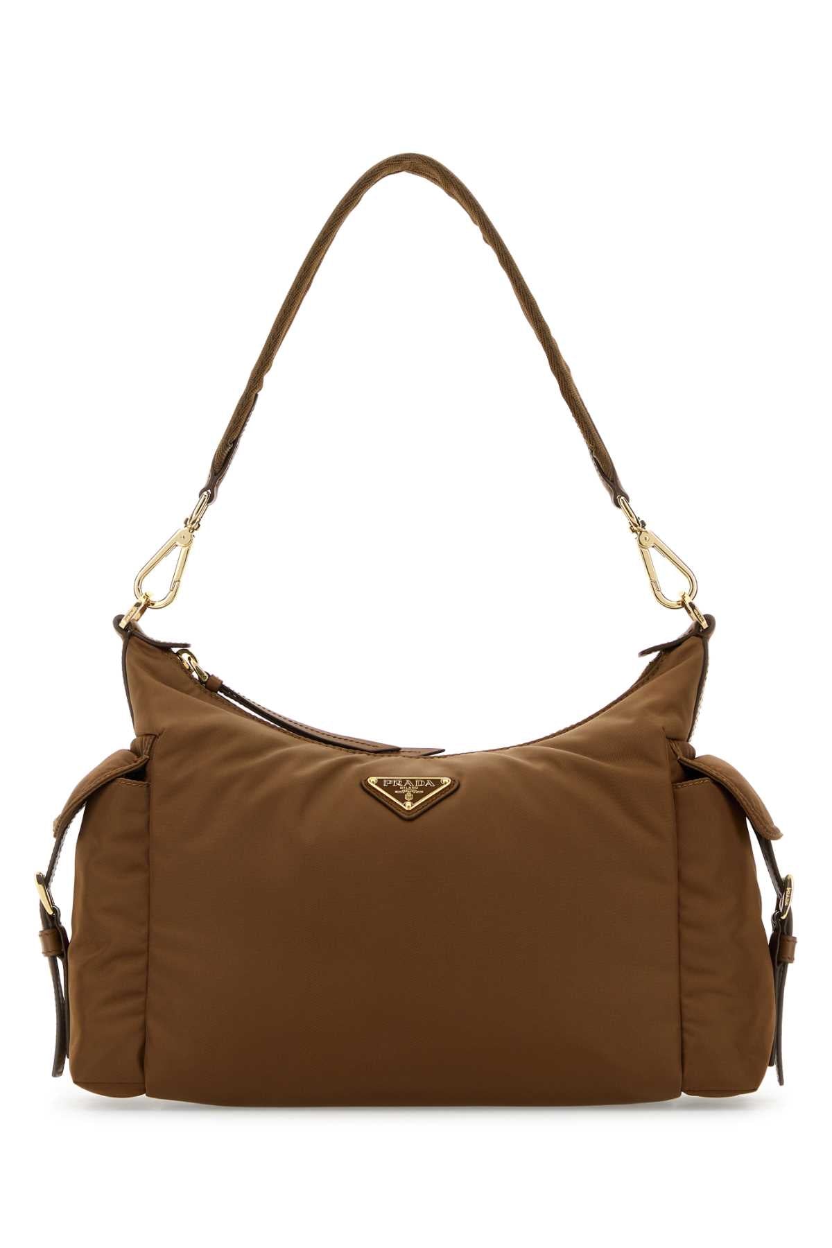 Prada Tessuto Shoulder Bag — Brown Poliammidericiclata-vitello