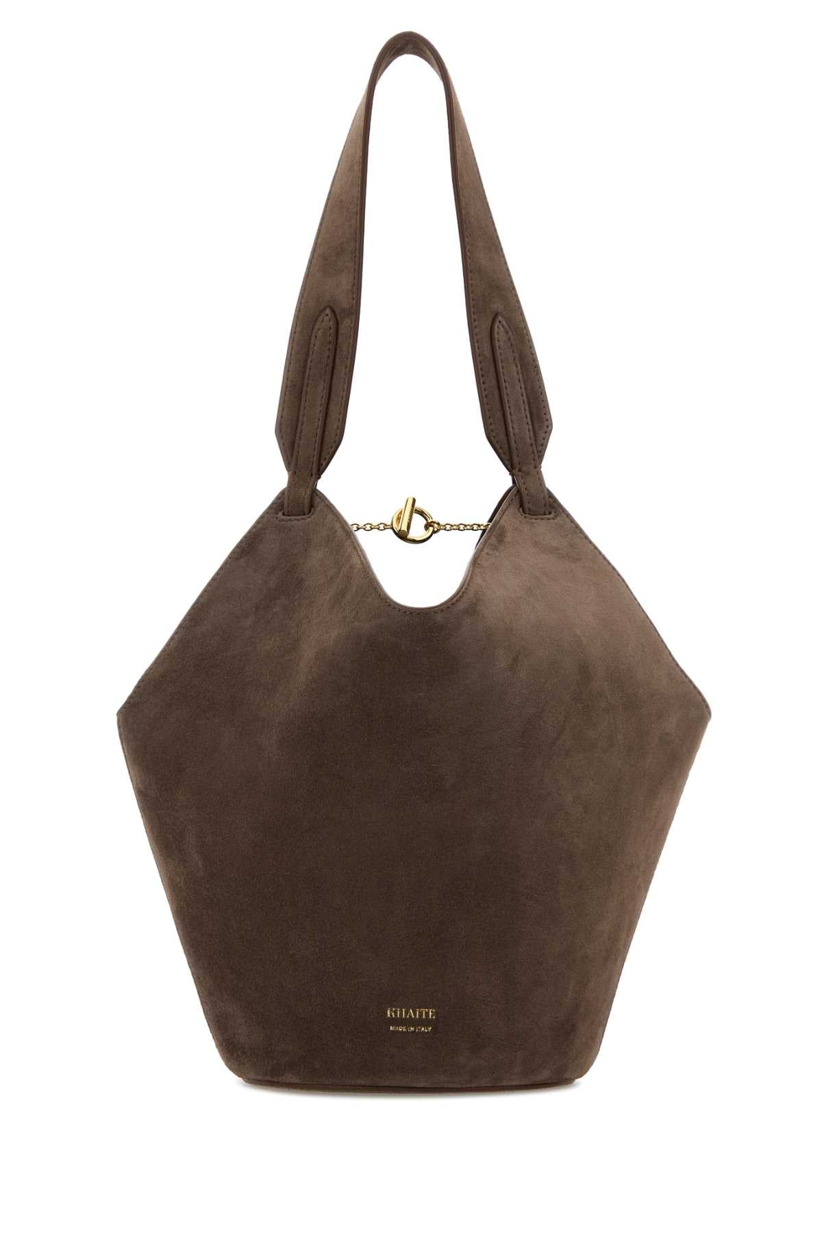 Khaite Lotus Shoulder Bag — Brown Baby Calfskin