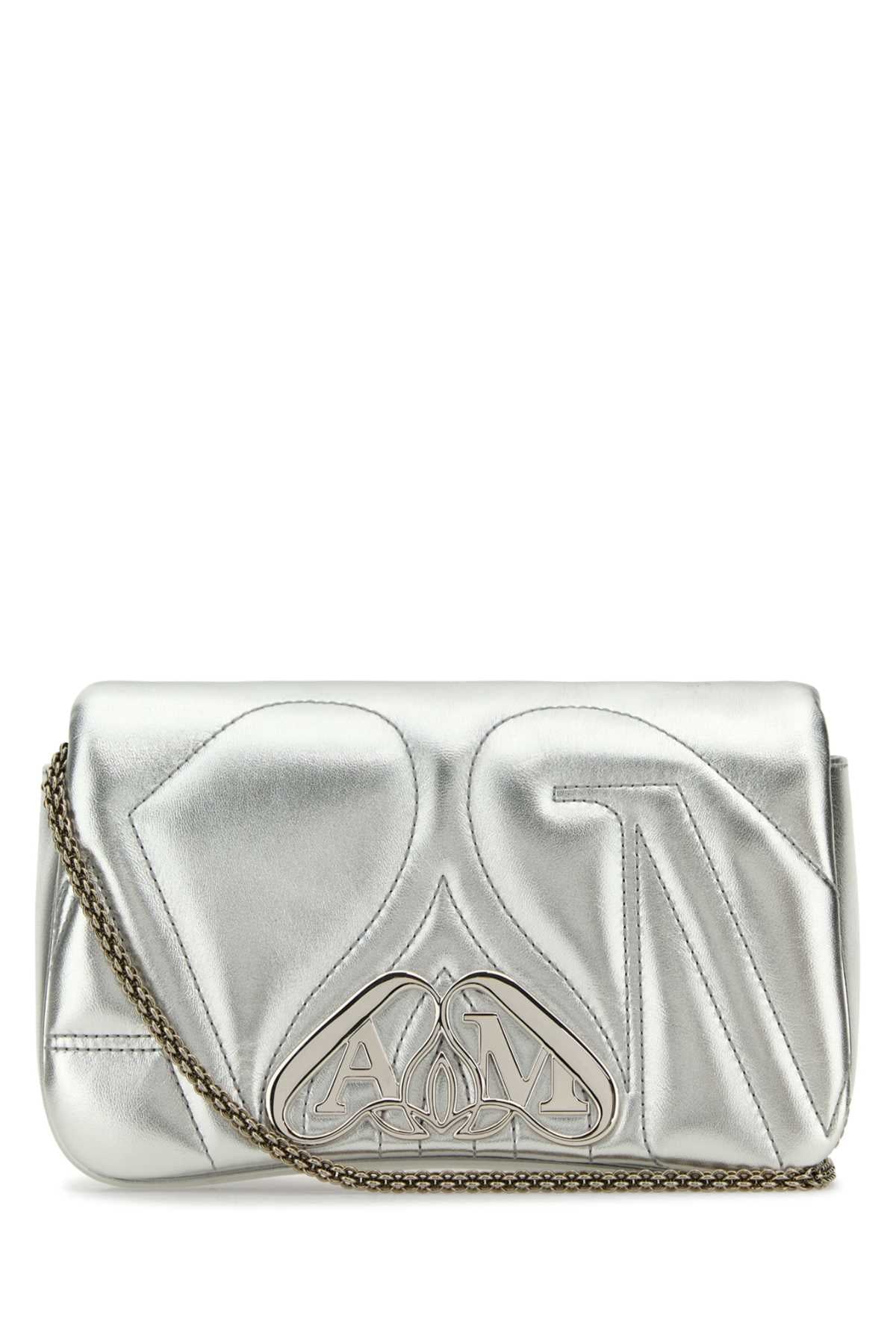 Alexander Mcqueen Seal Clutch — Silver