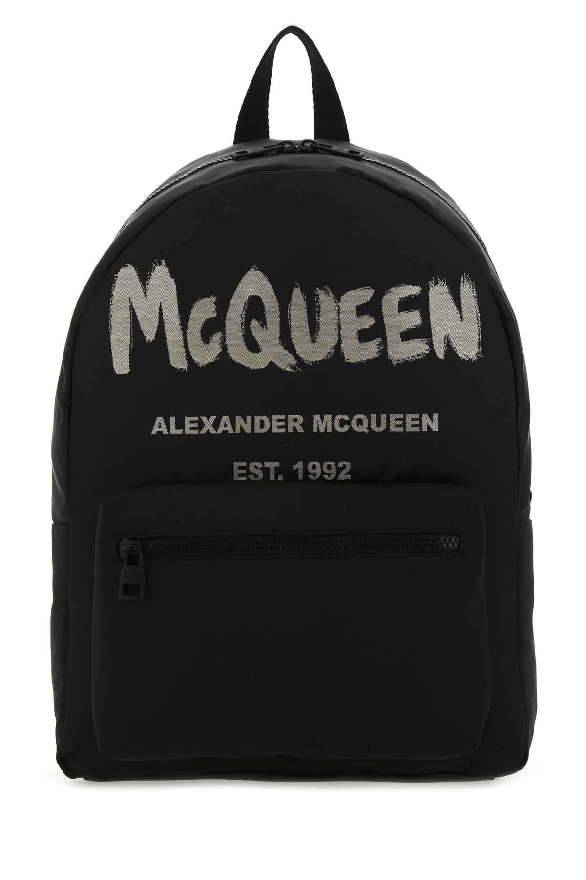 Alexander Mcqueen Logo-Embroidered Canvas Backpack — Black