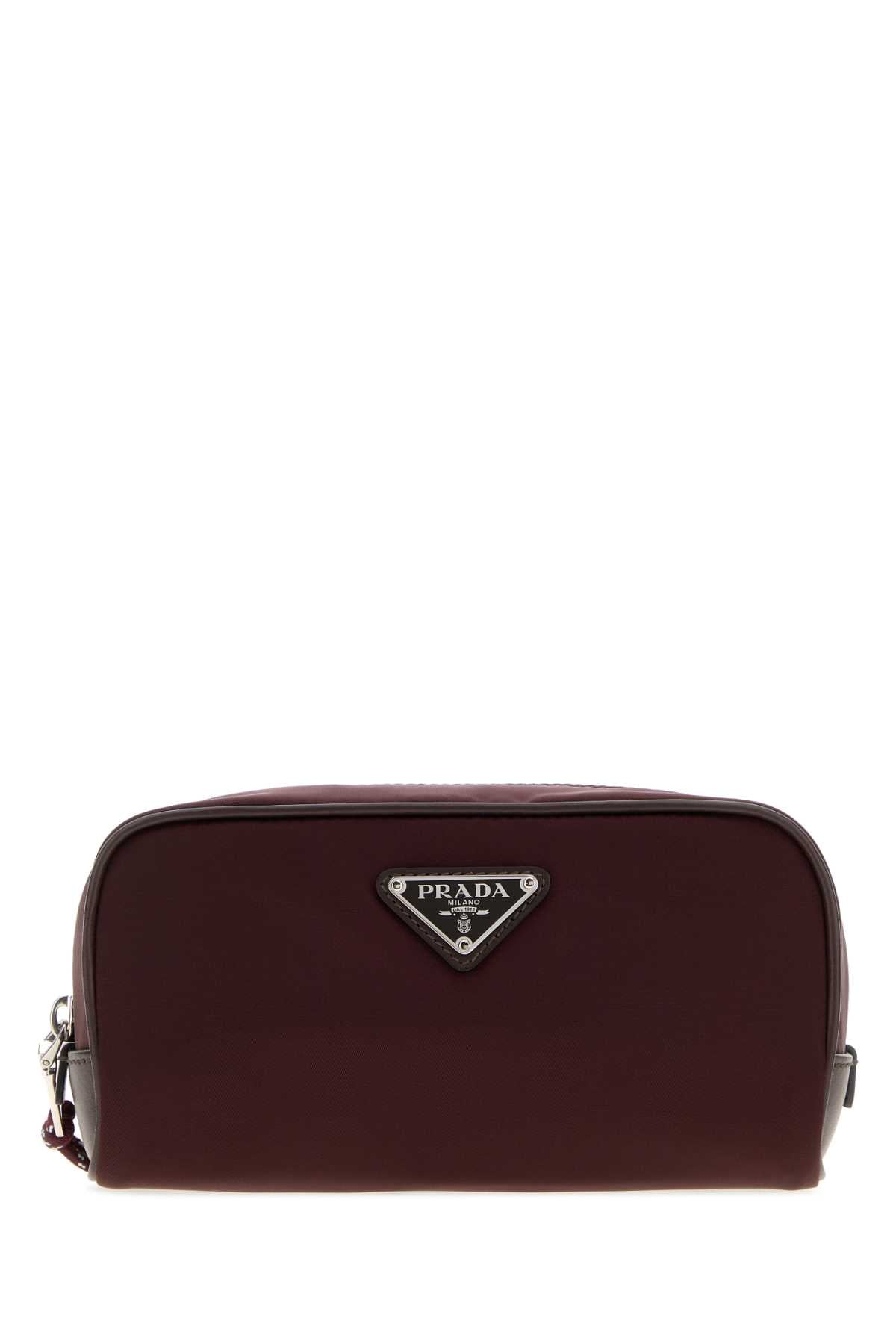 Prada Nylon Beauty Case Travel Wallet — Burgundy