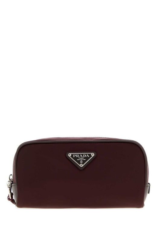 Prada Nylon Beauty Case Travel Wallet — Burgundy