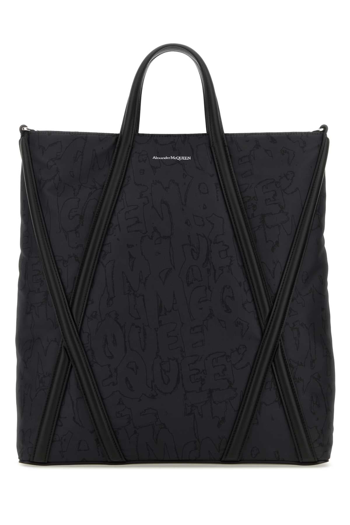 Alexander Mcqueen Quilted Nylon Harness Tote Bag — Black
