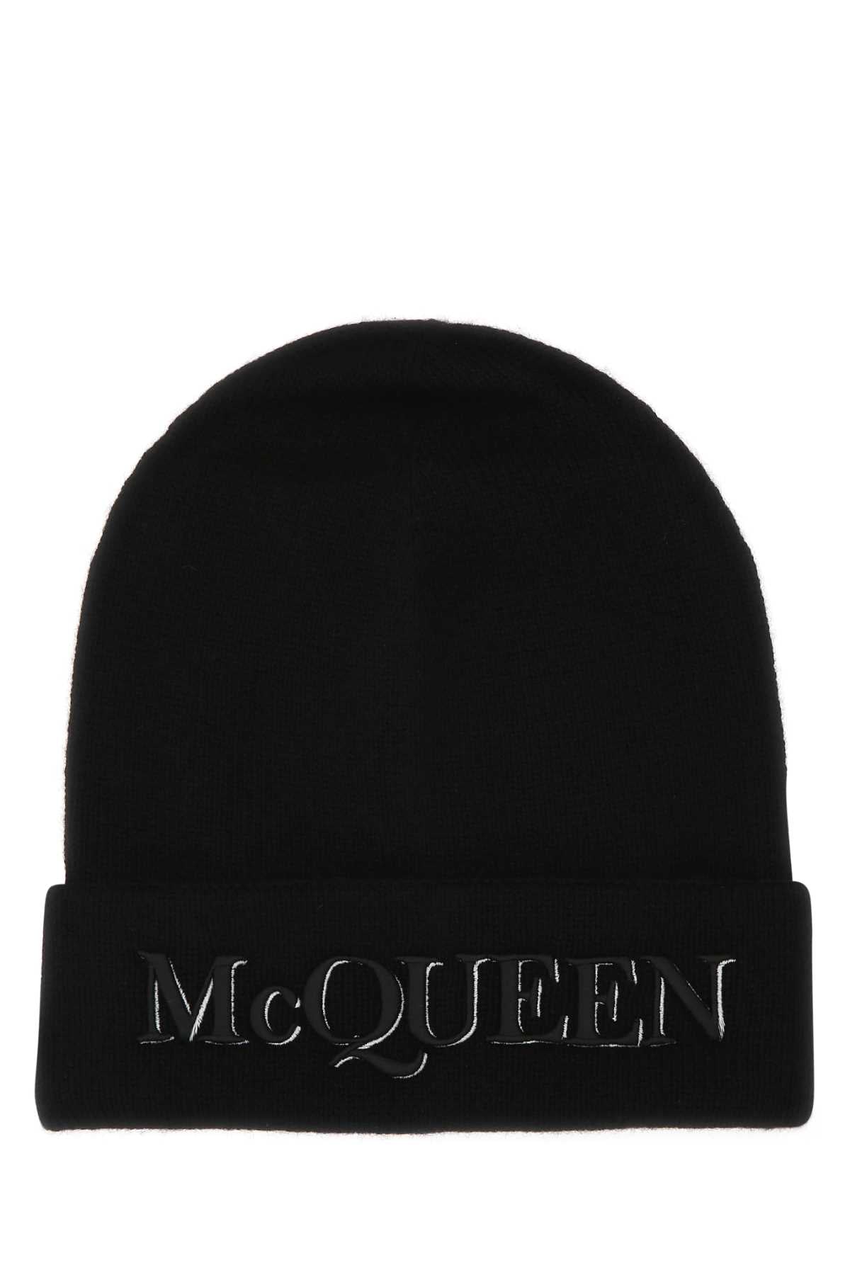 Alexander Mcqueen Hat Cashmere Beanie — Black Exterior: Beanies