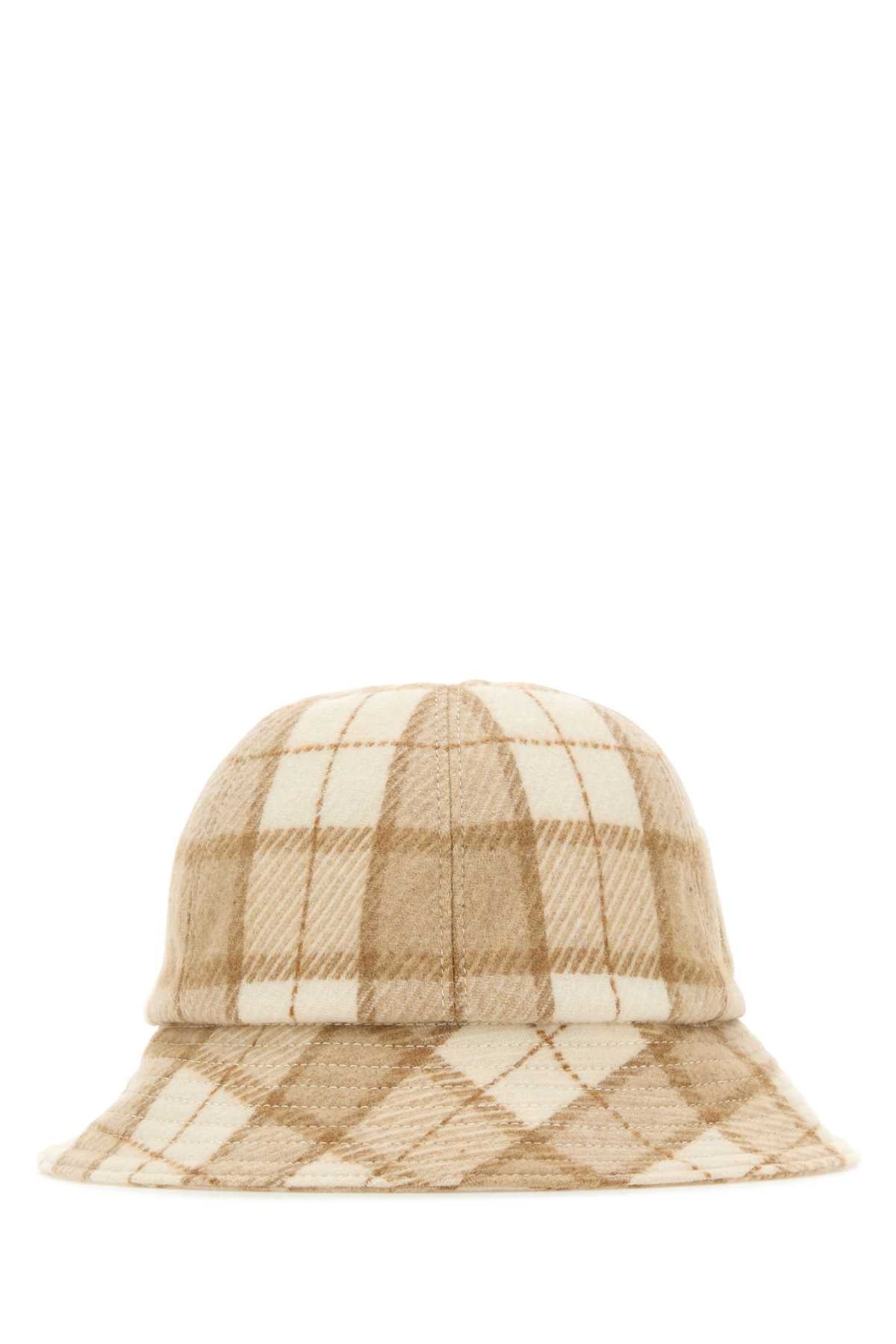 Helen Kaminski Wool Blend Check Bucket Hat — Beige