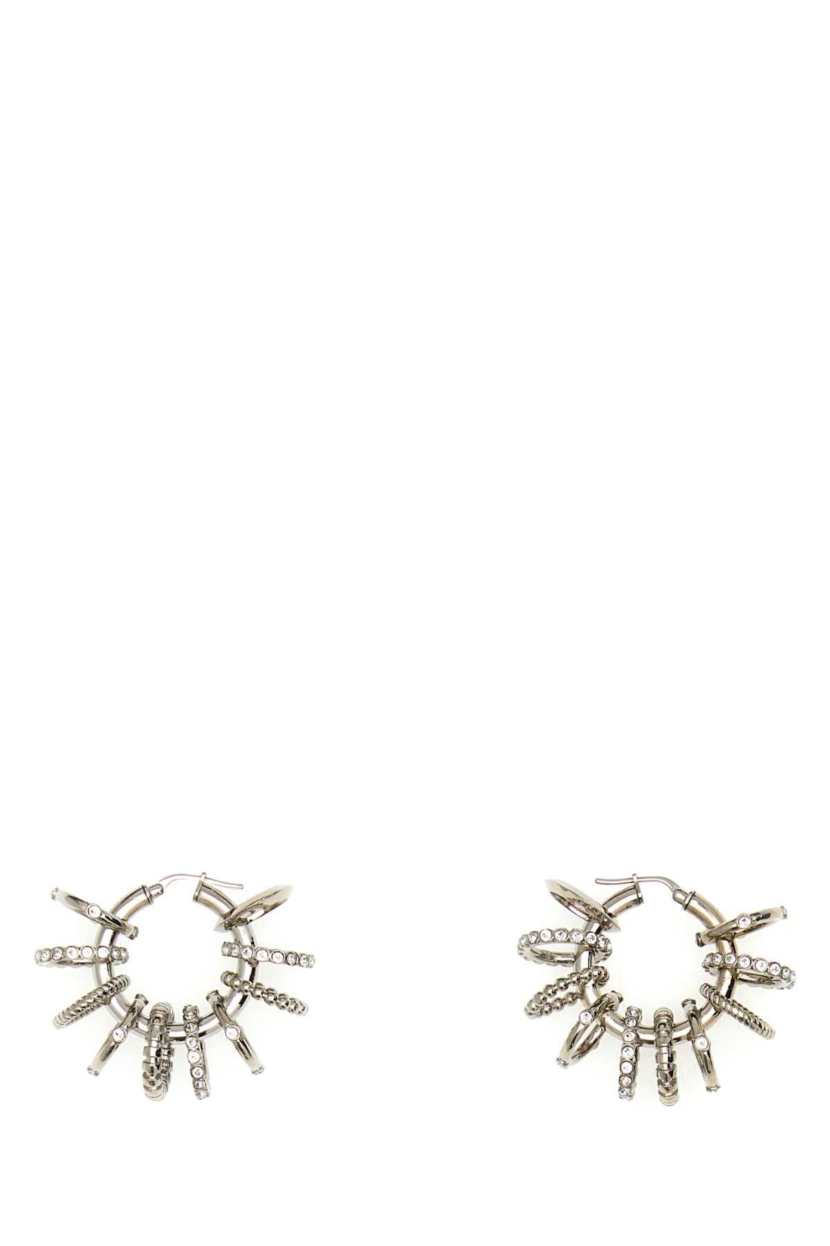 Amina Muaddi Multi-Ring Charm Earrings — Silver