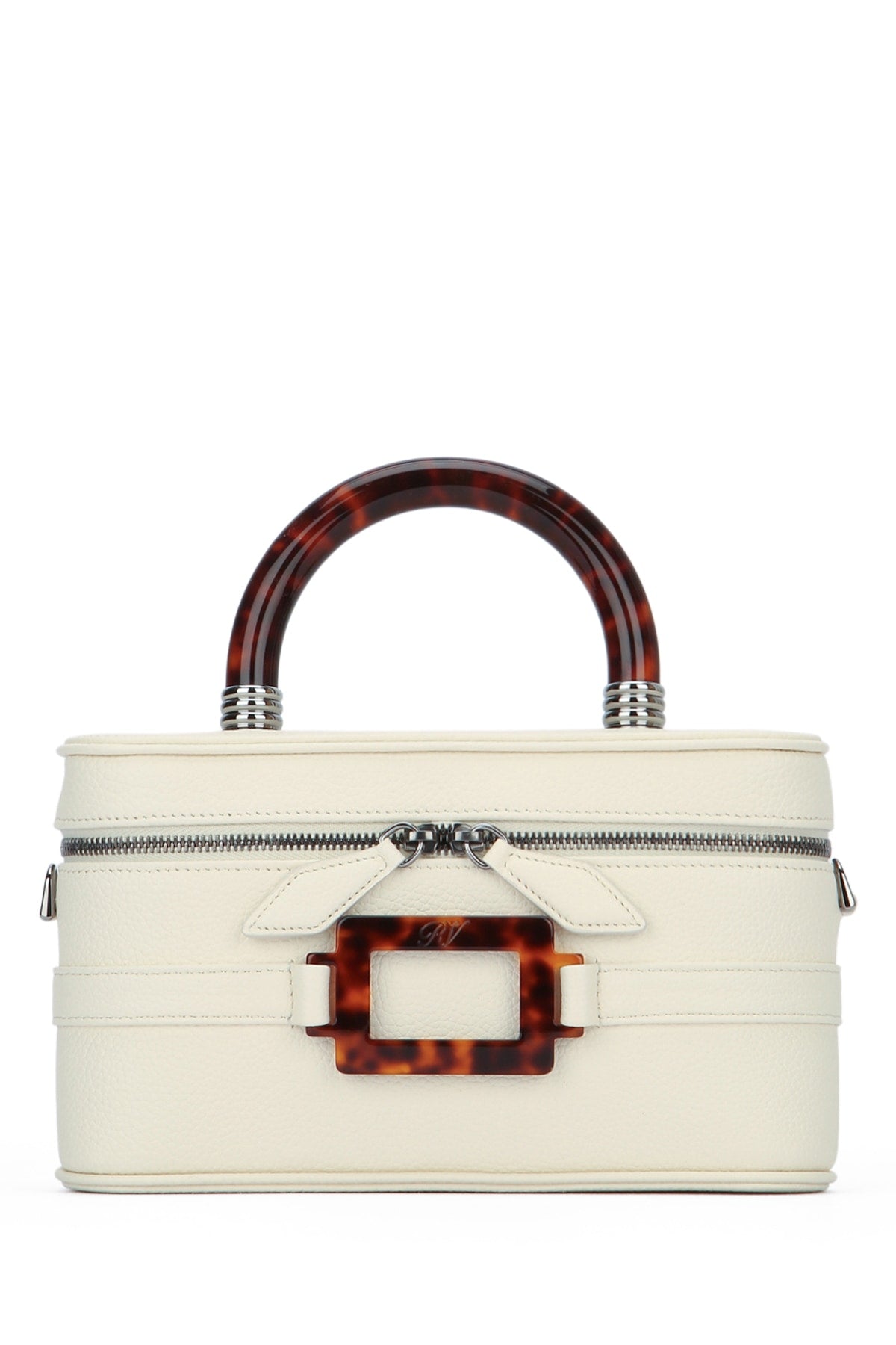 Roger Vivier Top Handle Bag — White Leather