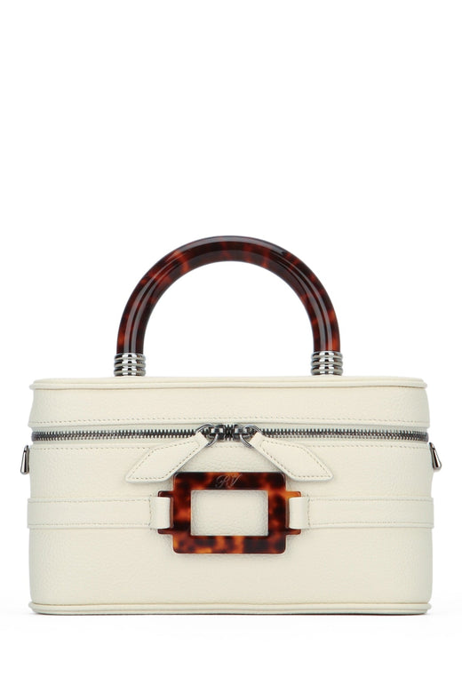 Roger Vivier Top Handle Bag — White Leather