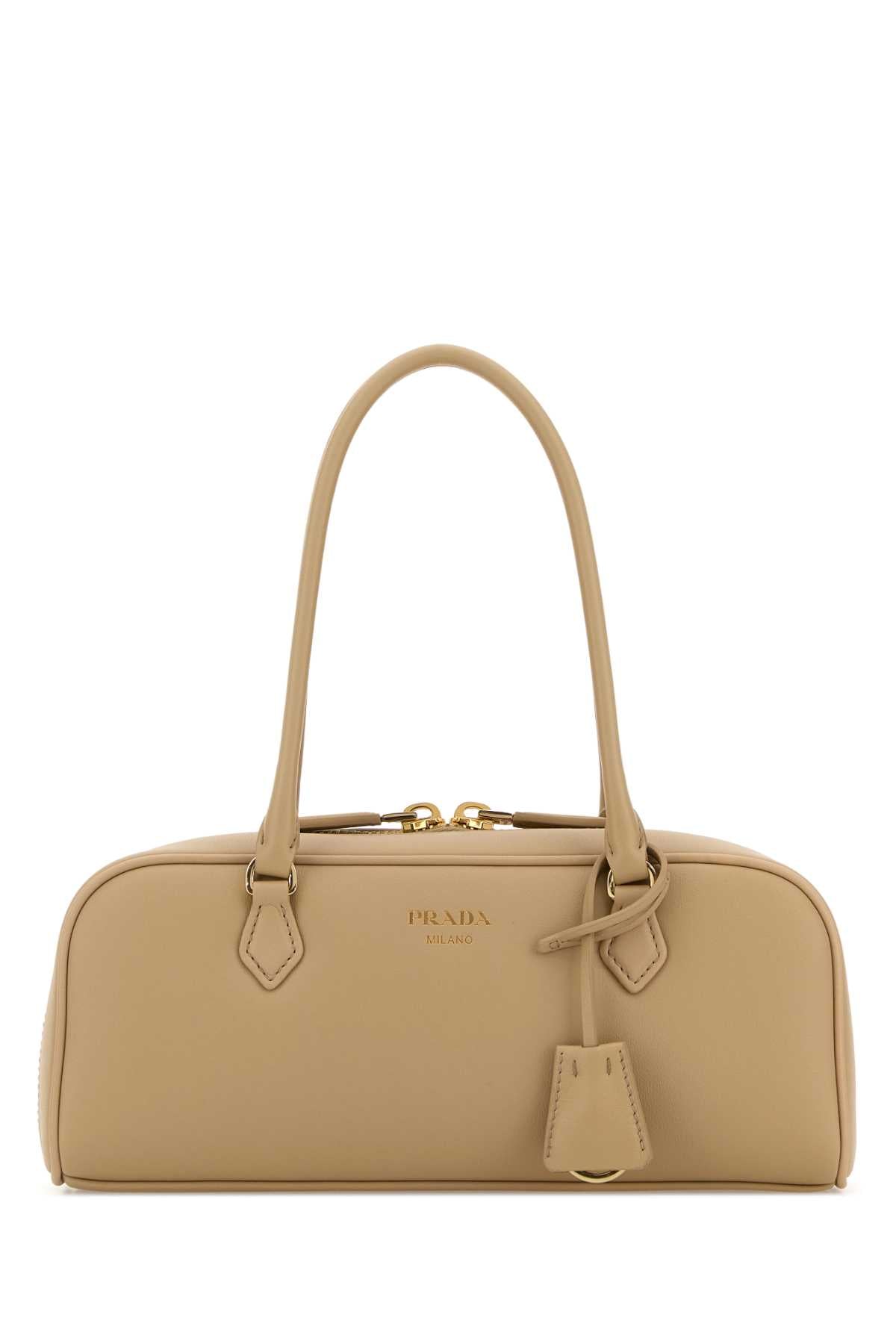 Prada Bauletto Shoulder Bag — Beige