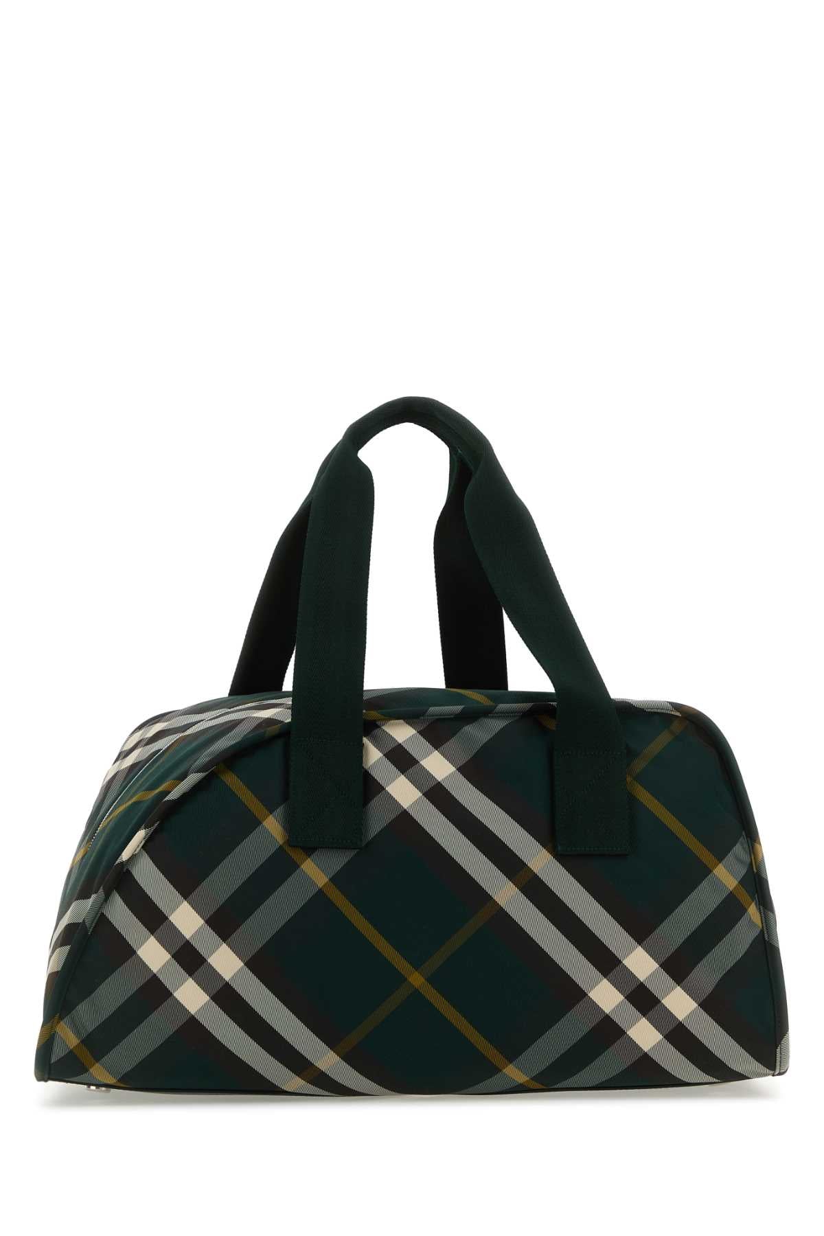 Burberry Diagonal Plaid Nylon Travel Bag — Green