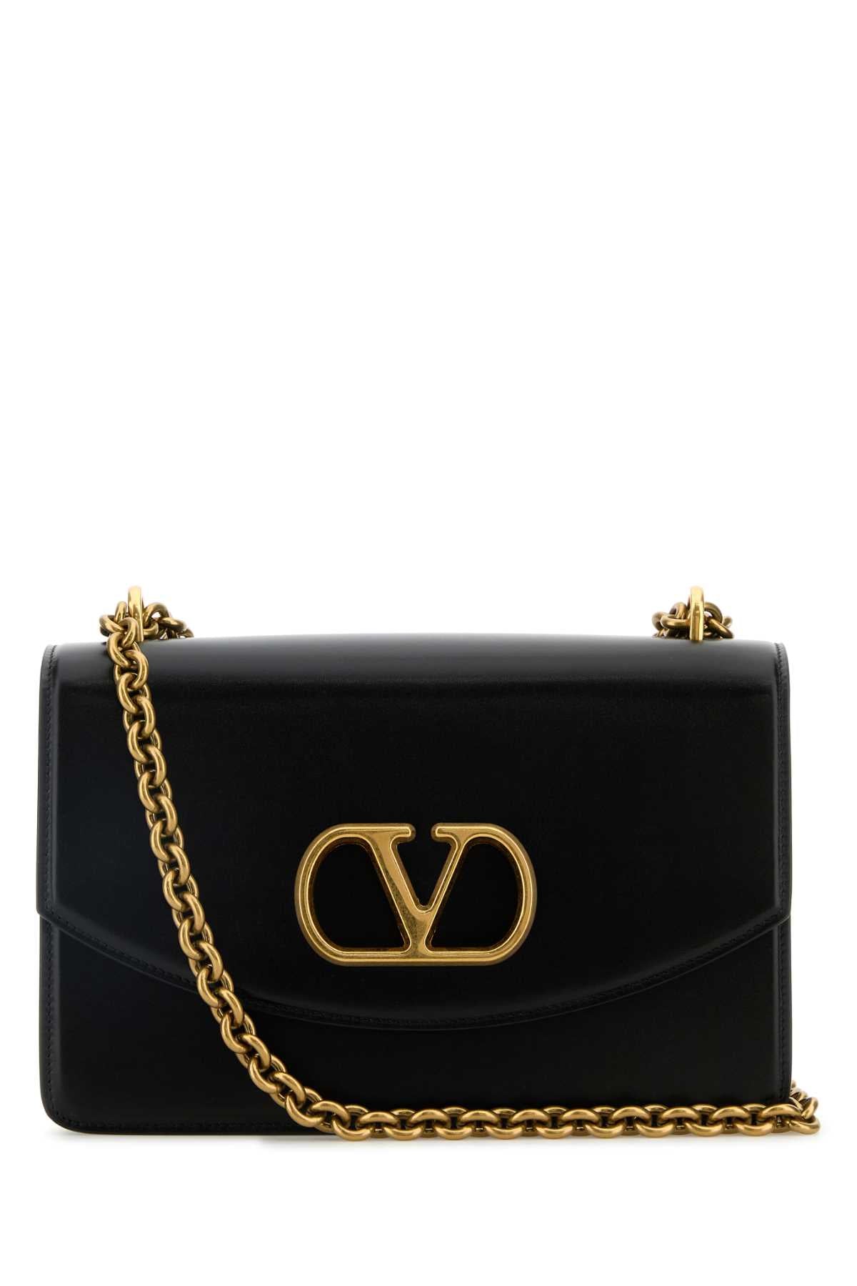 Valentino Garavani Vain Shoulder Bag — Black Calf Leather - Bos Taurus