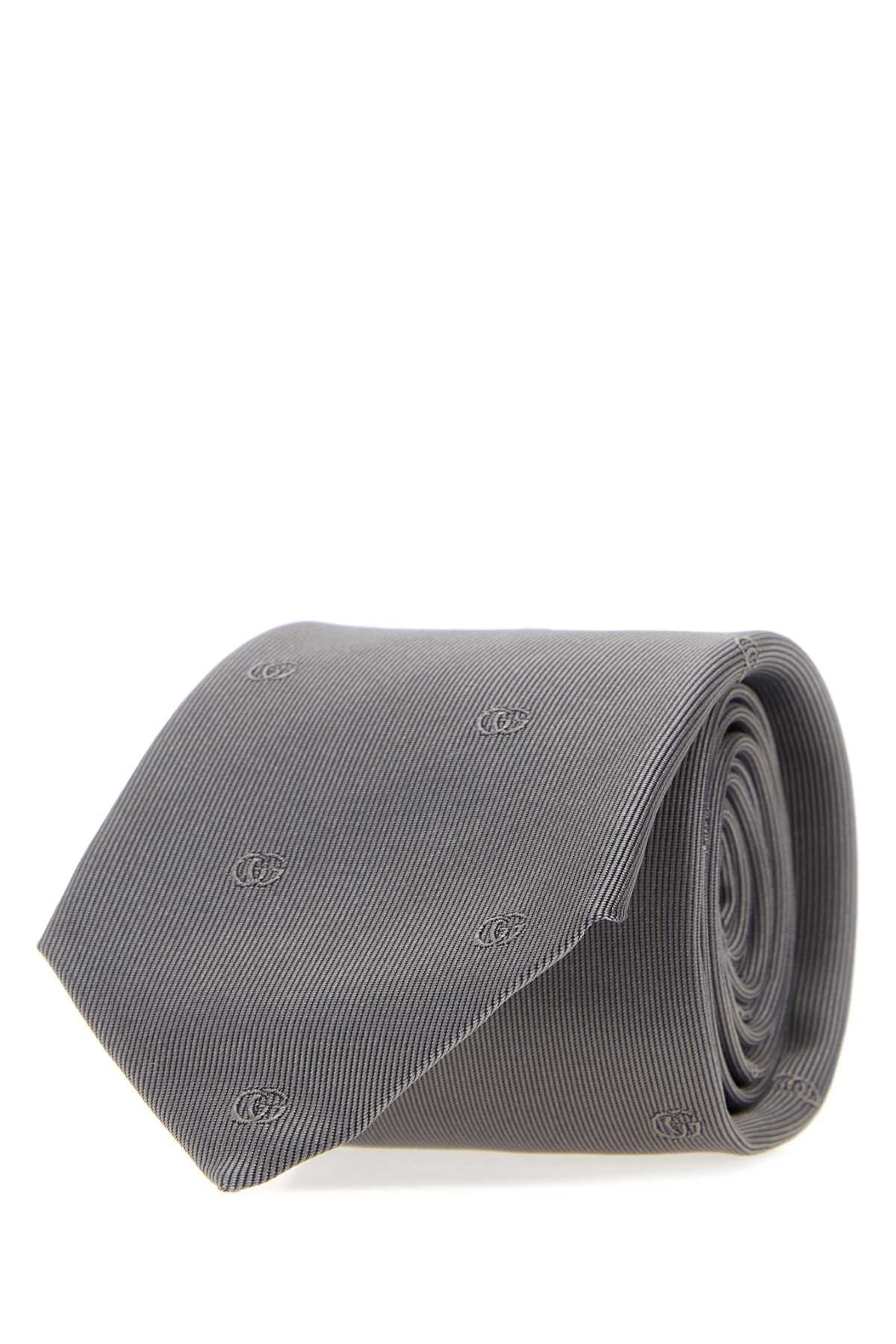 Gucci Running Necktie — Gray Silk Fabric Neckties