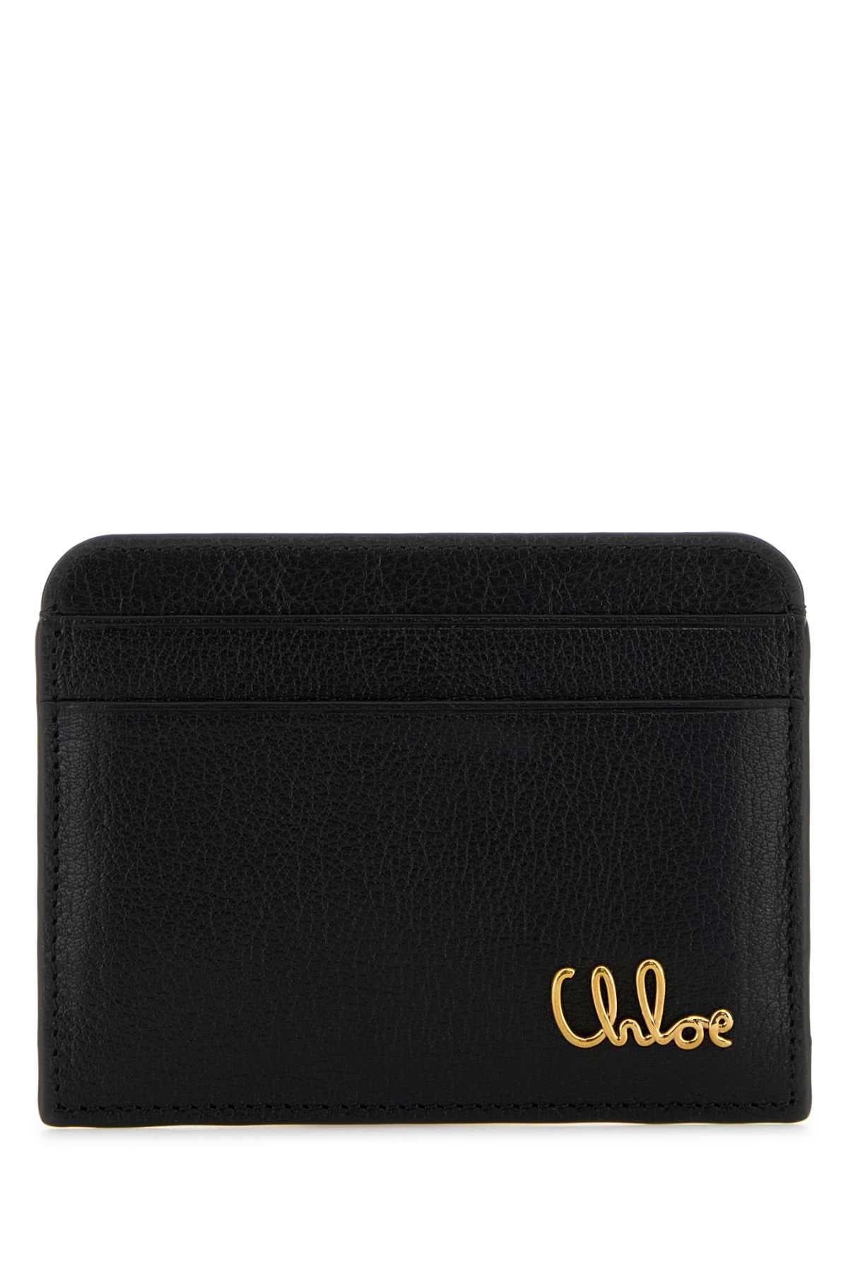 Chloé Leather Card Case — Black Wallet