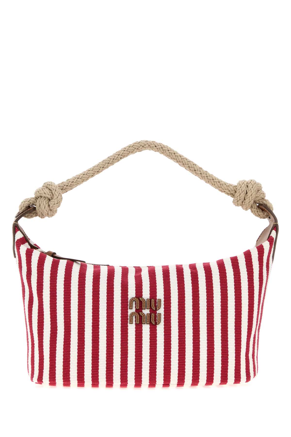 Miu Miu Striped Canvas Tote Bag — Red