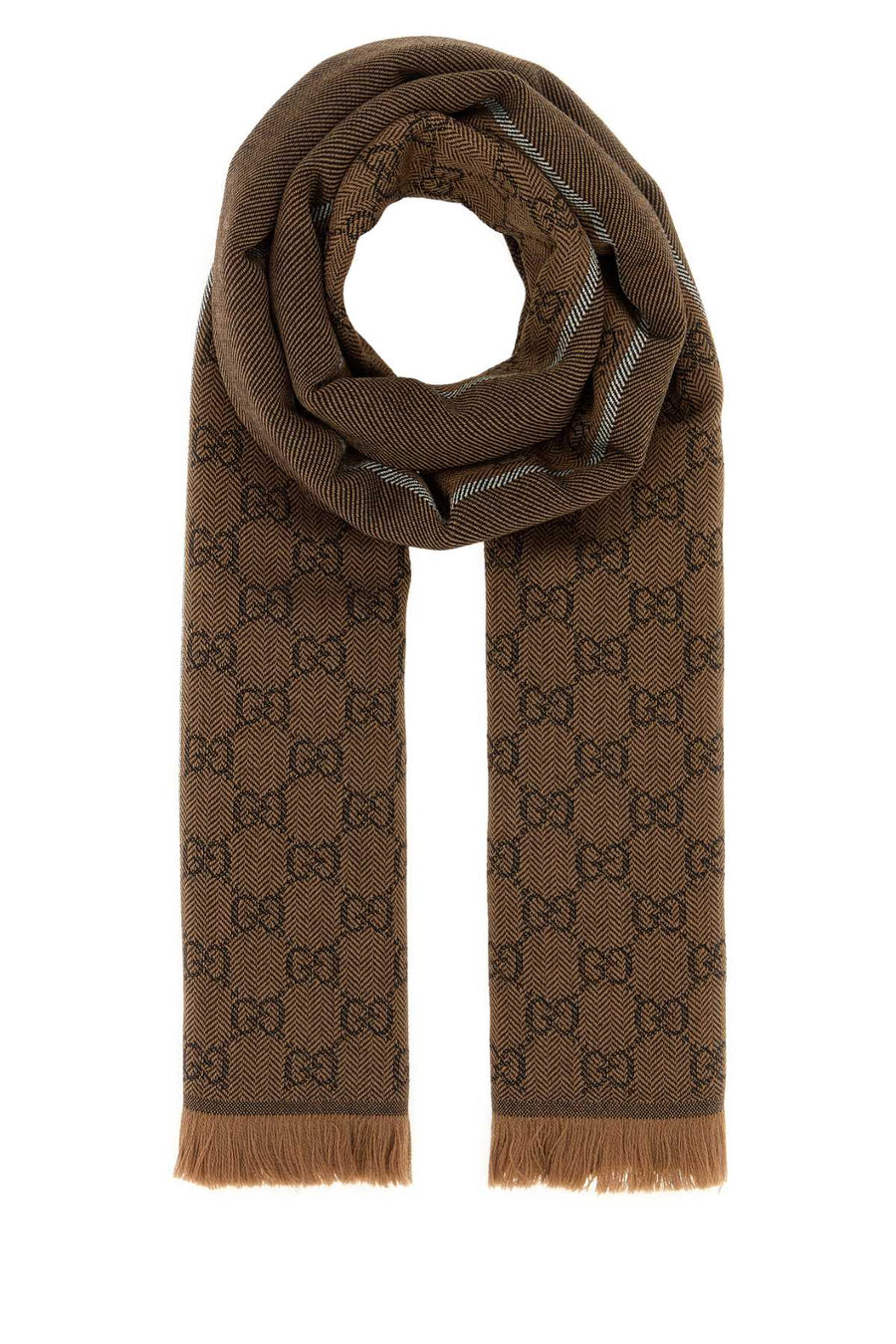 Gucci Gessy Gg Scarf — Brown Exterior: Wool Scarfs