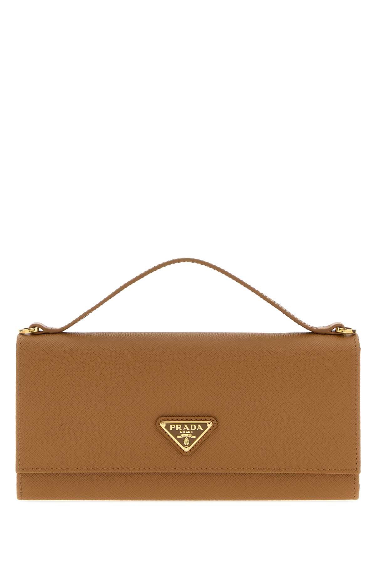 Prada Saffiano Leather Wallet — Brown