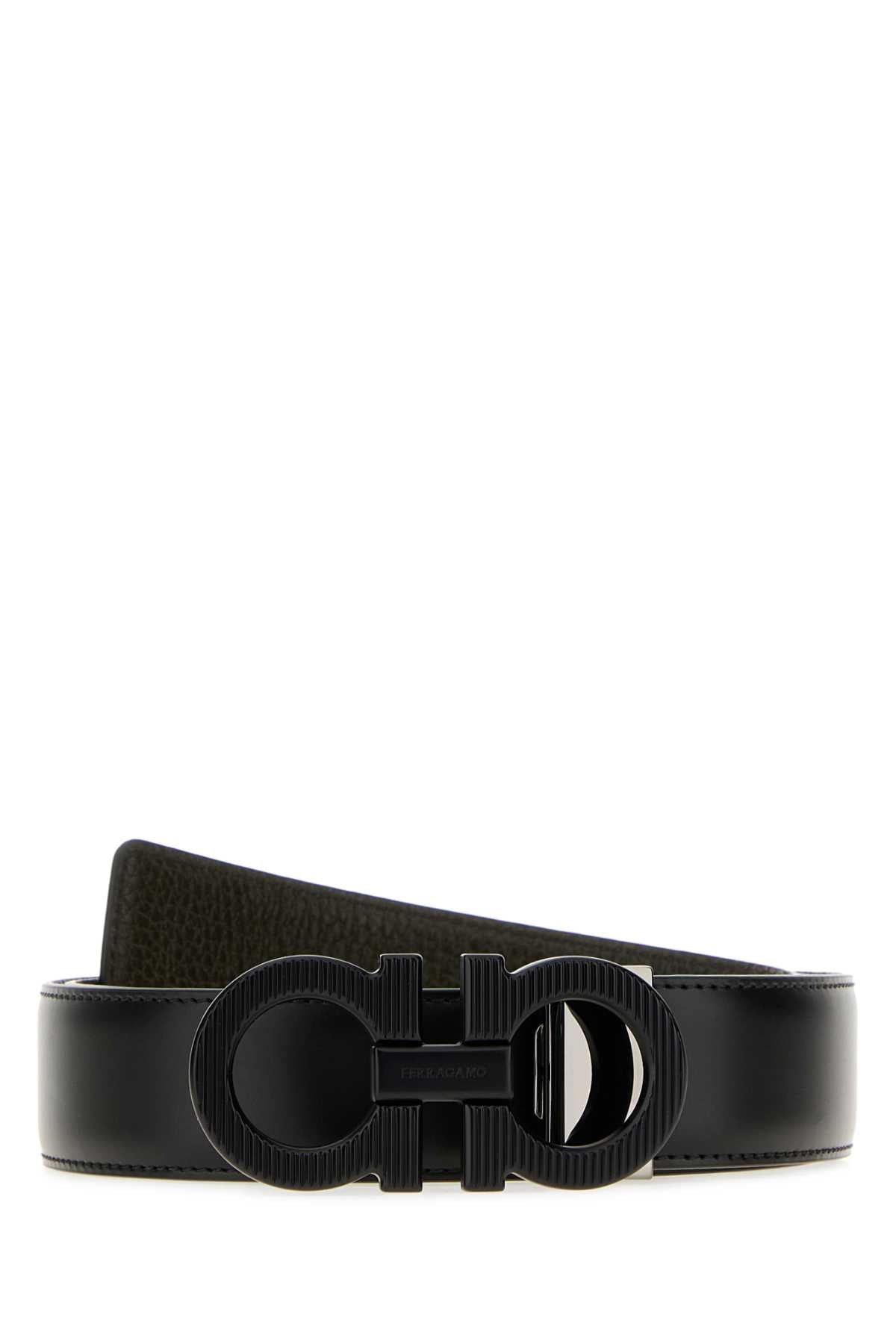 Ferragamo Double Adjus Belt — Black Exterior: Leather