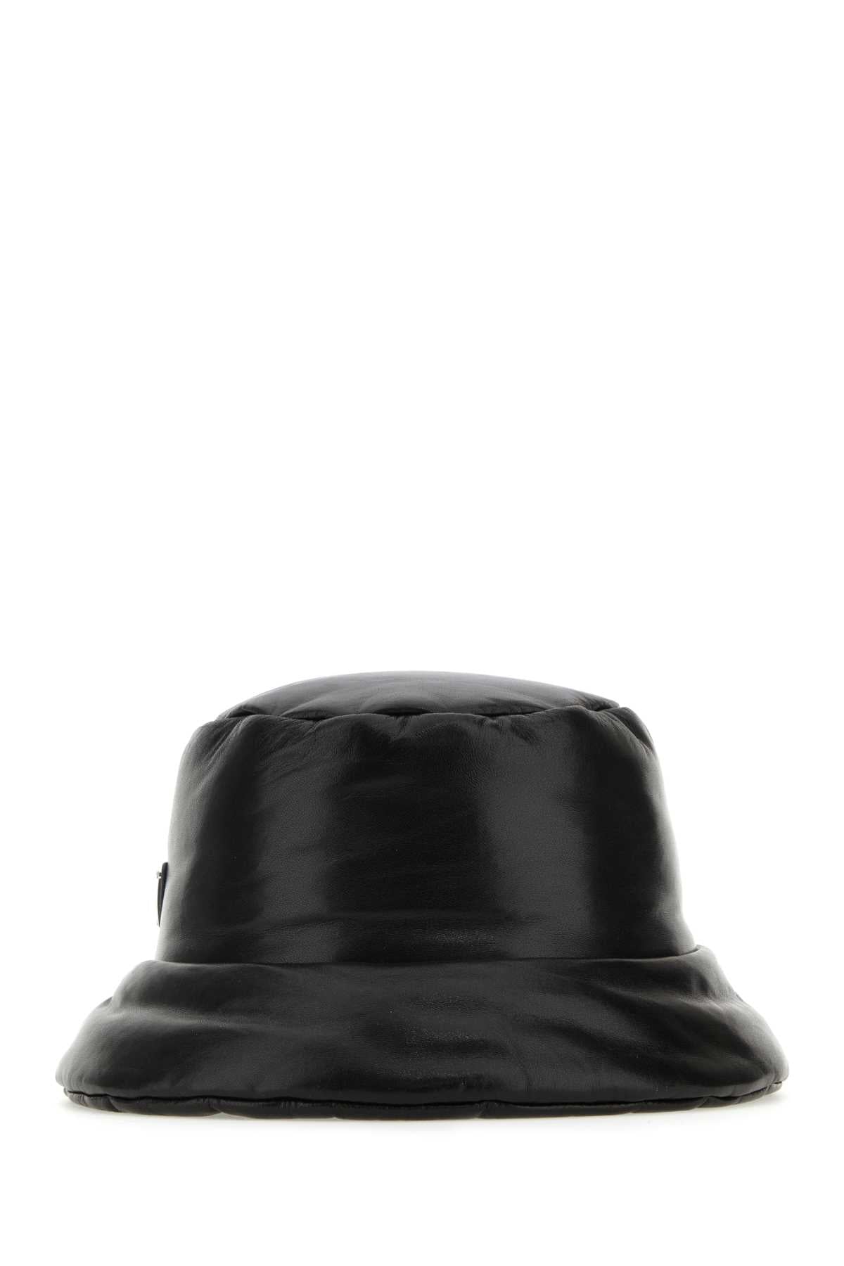 Prada Nappa Leather Padded Bucket Hat — Black Agnello