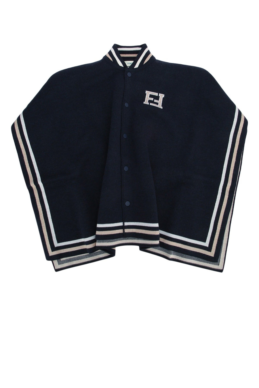 Fendi Kids Wool-Blend Striped Scarf — Navy Scarfs