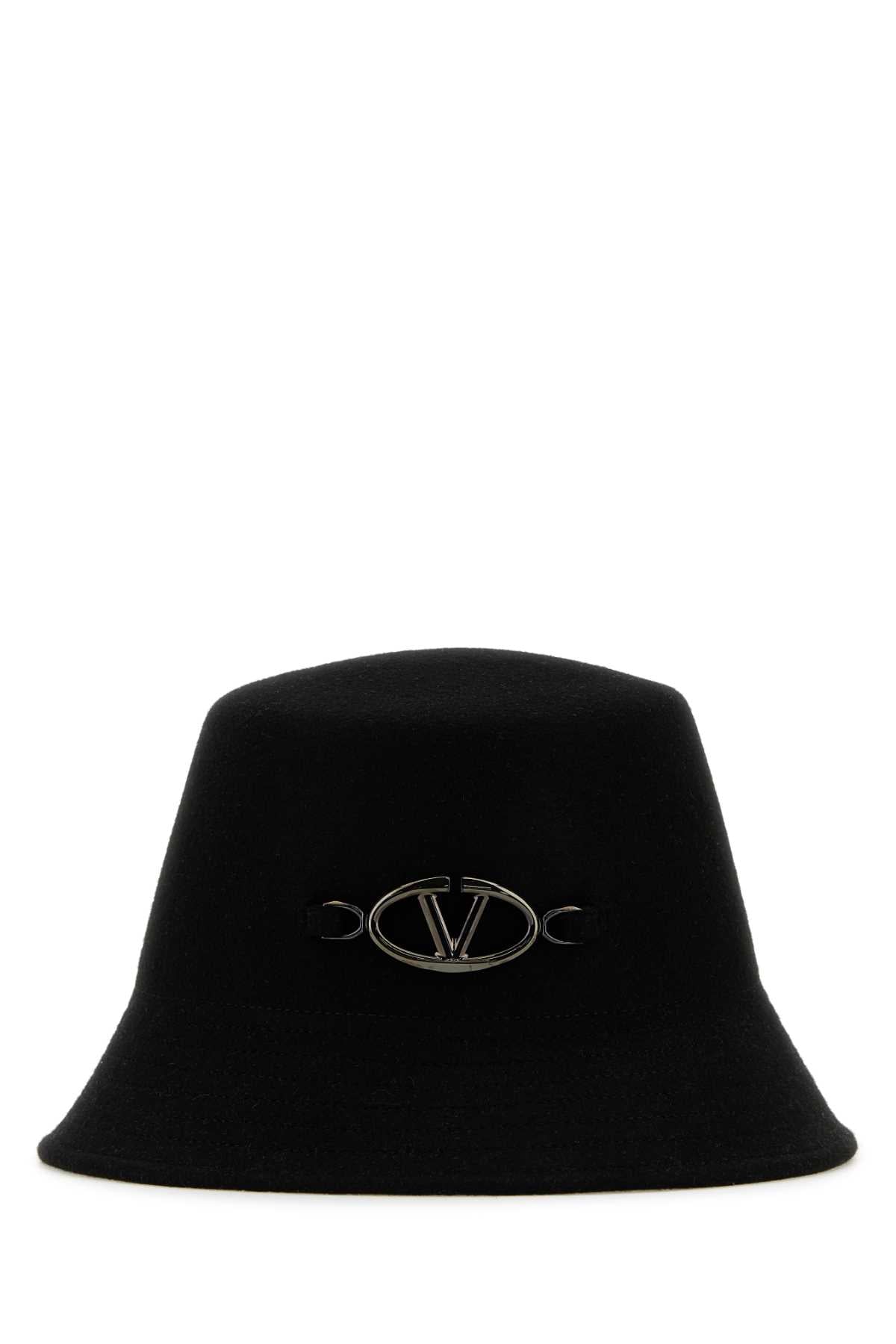 Valentino Garavani Bucket Wool Felt Hat — Black