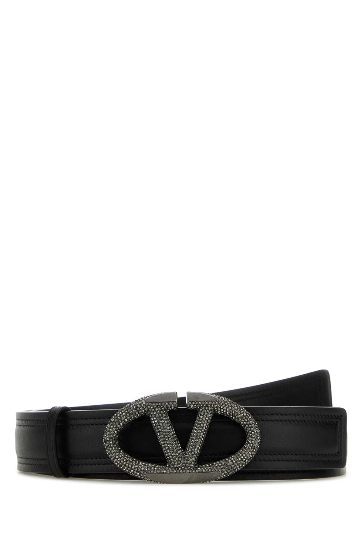 Valentino Garavani Vlogo Belt — Black Exterior: Leather