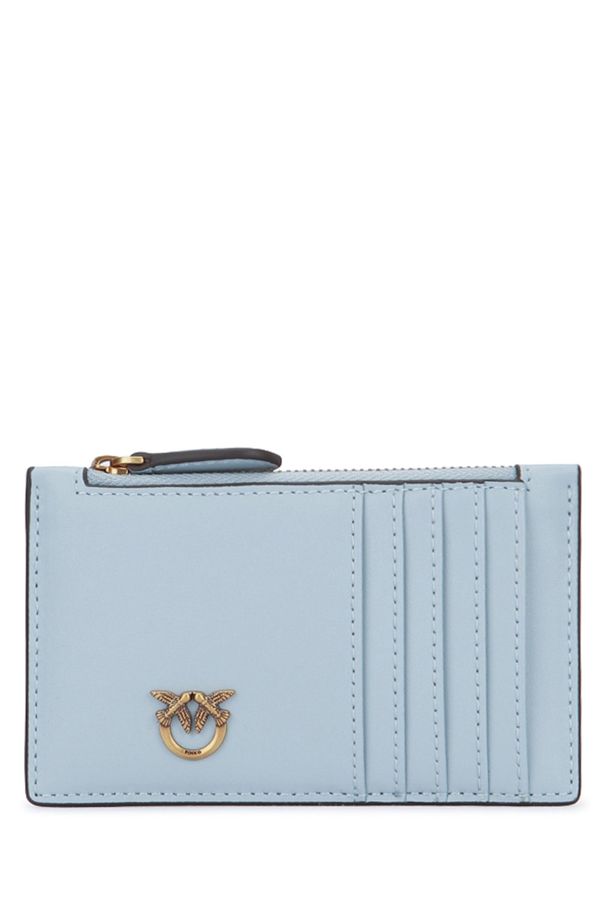 Pinko Airone Card Case — Blue Vitello Leather Wallet