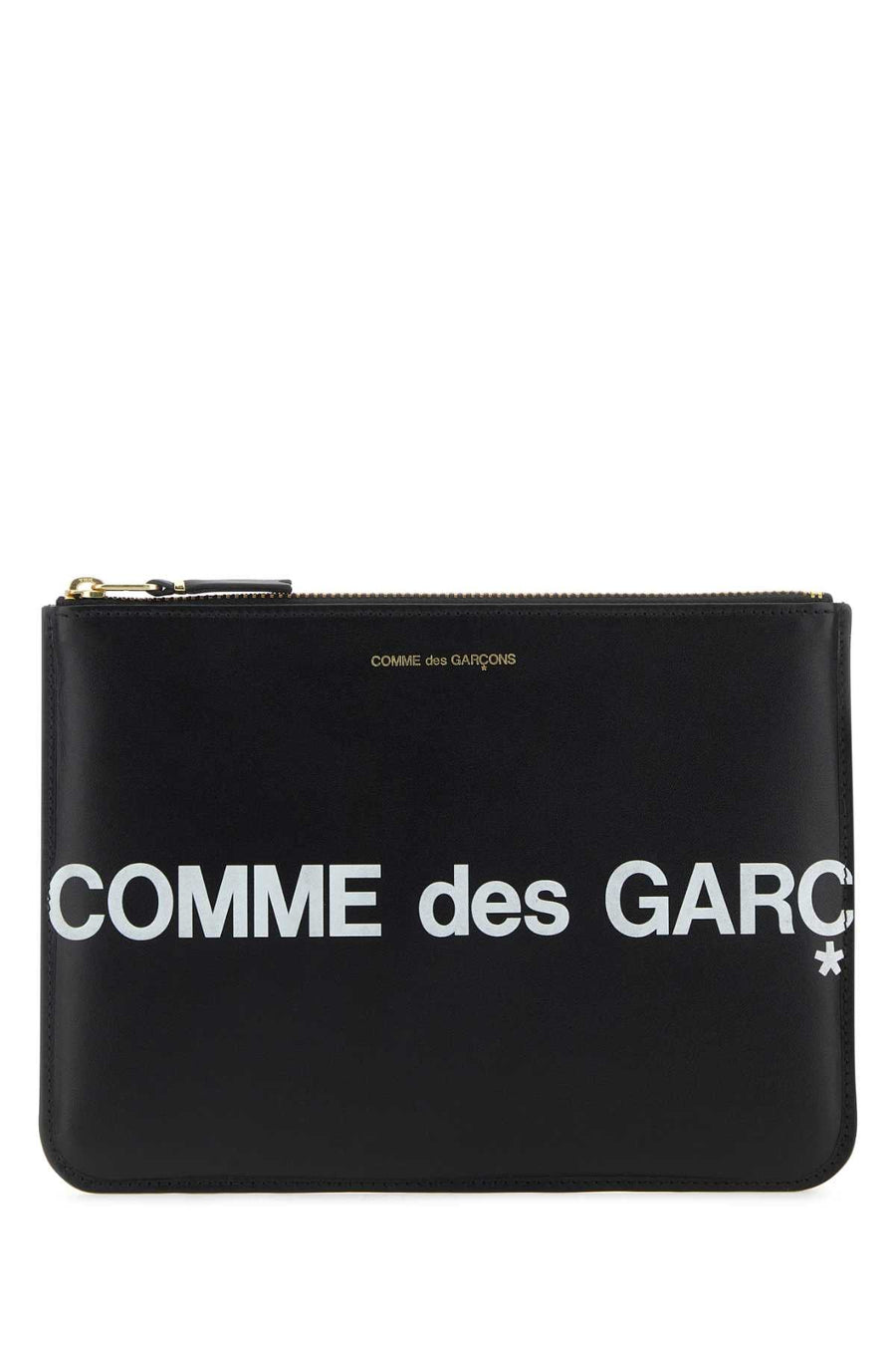 Comme Des Garçons Logo-Print Leather Clutch — Black Exterior: Wallet