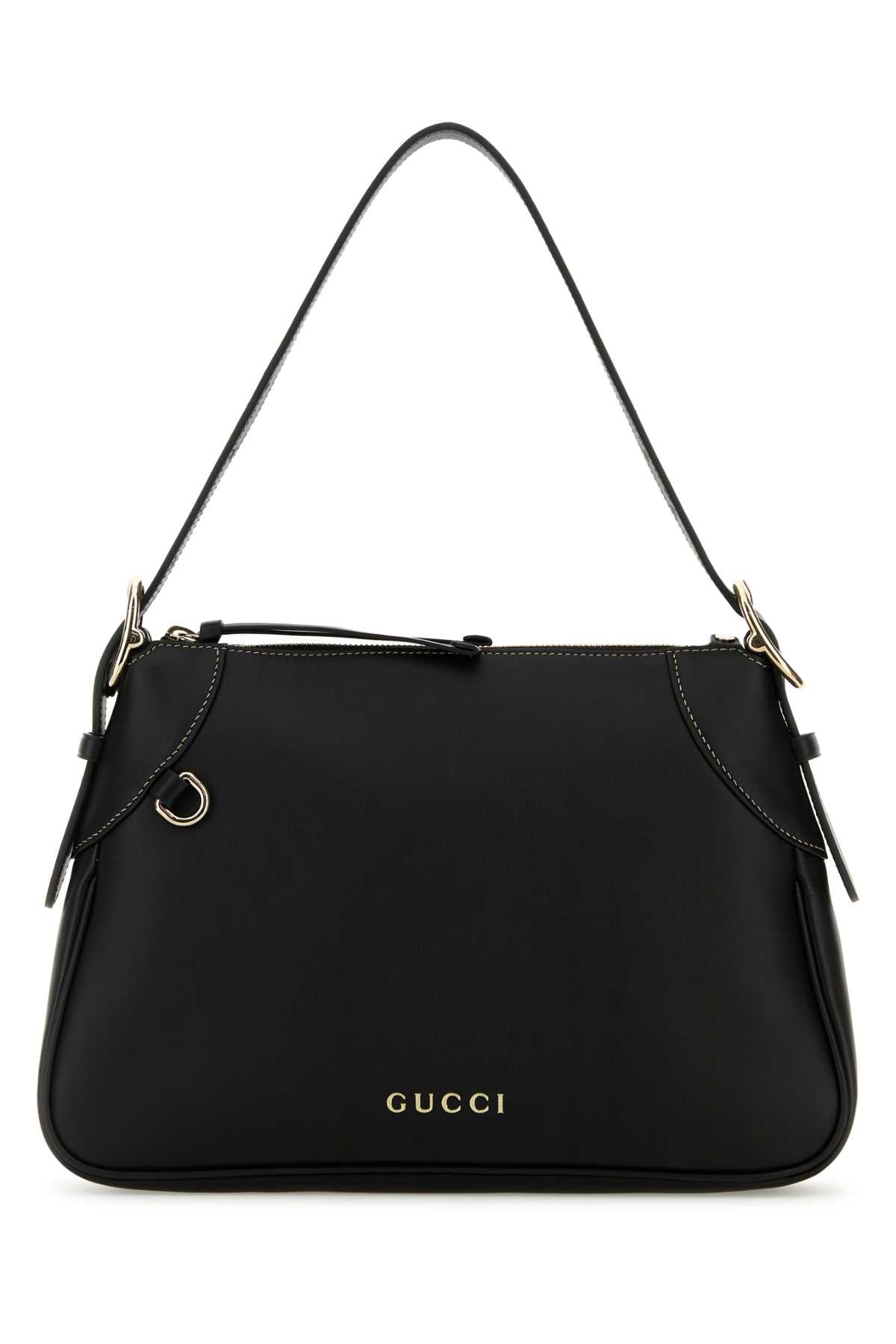 Gucci Emblem Shoulder Bag — Black